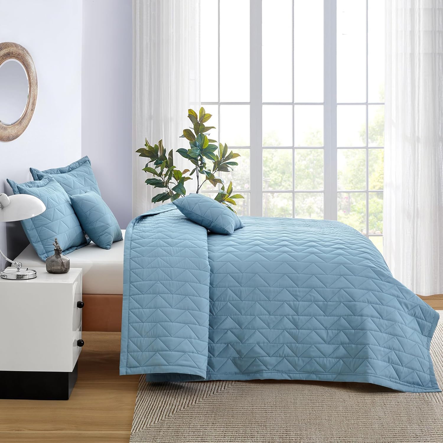 Blythease Oversized King Bedspread Set Ashley Blue 1