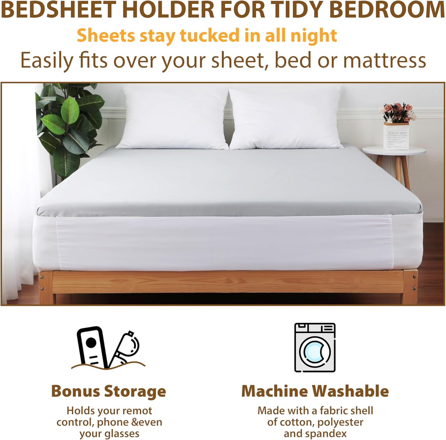 Fitted Sheet Straps for Full Mattress - Sturdy and Reusable 1