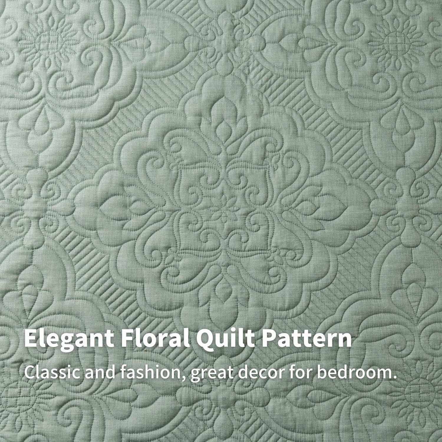 Meadow Park Embroidered Quilt Set Queen - 3 Pieces Green