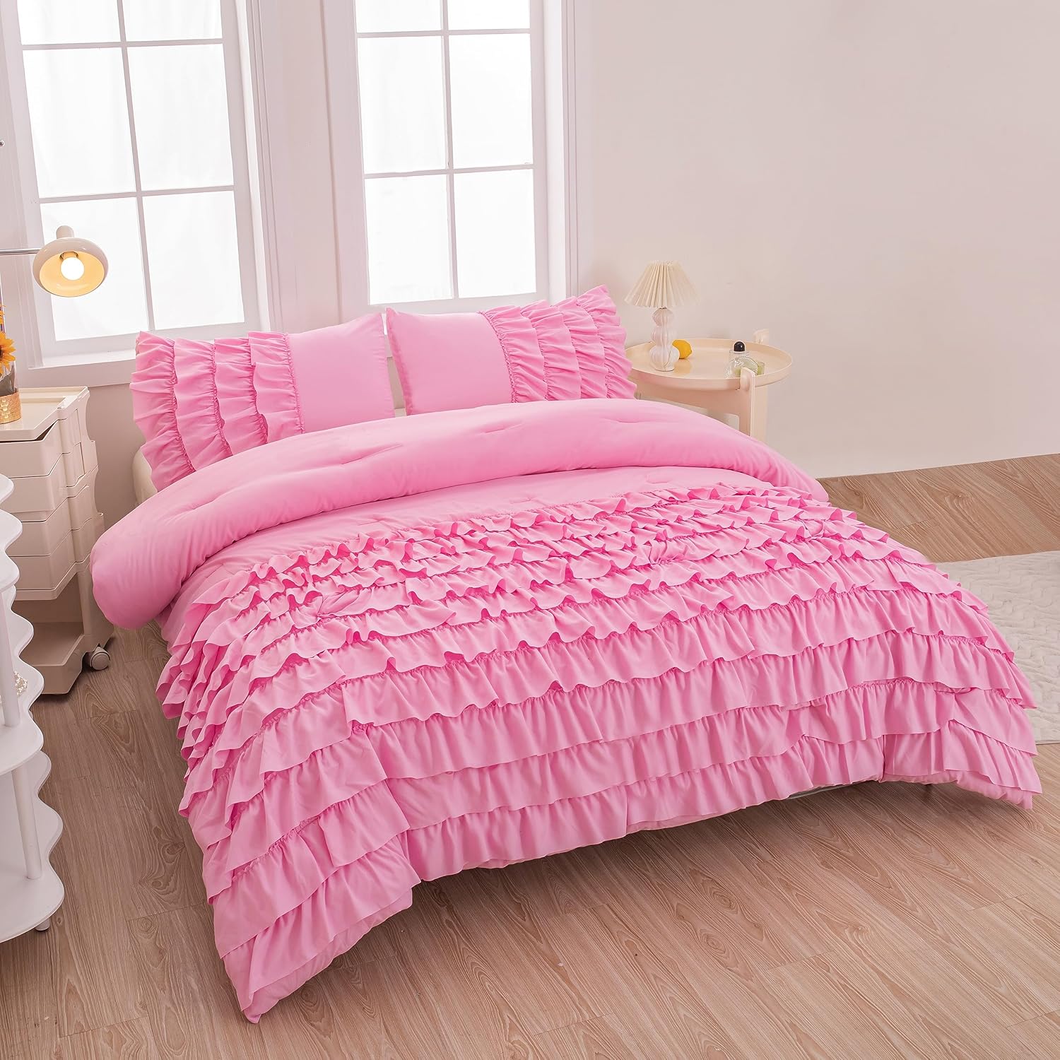 MWMWMW Pink Princess Comforter Set for Girls