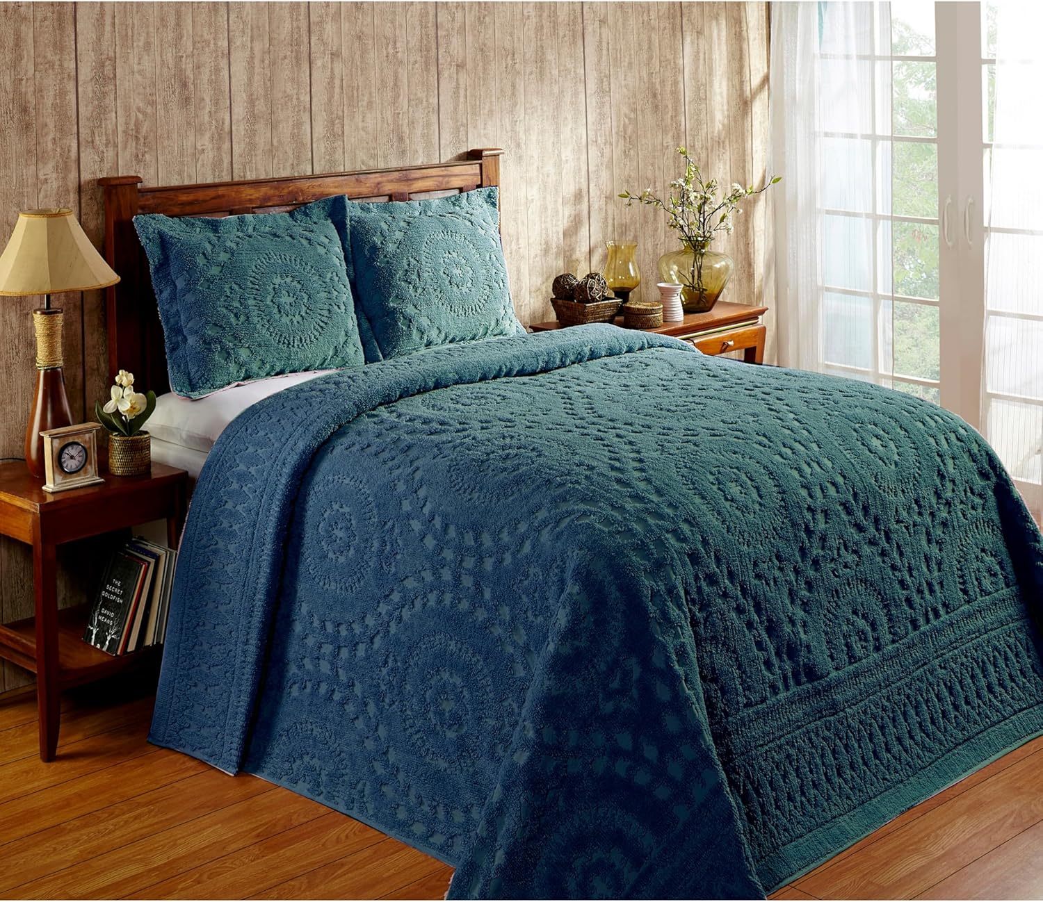 Better Trends Chenille Bedspread Set 3 Pieces Teal
