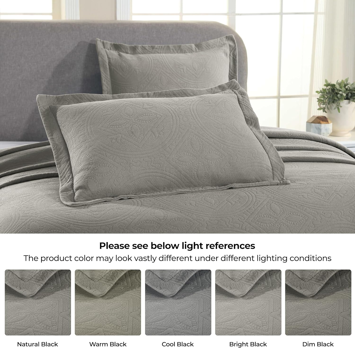 Superior 2 Piece Celtic Circles Cotton Bedspread Set - Twin Charcoal 1