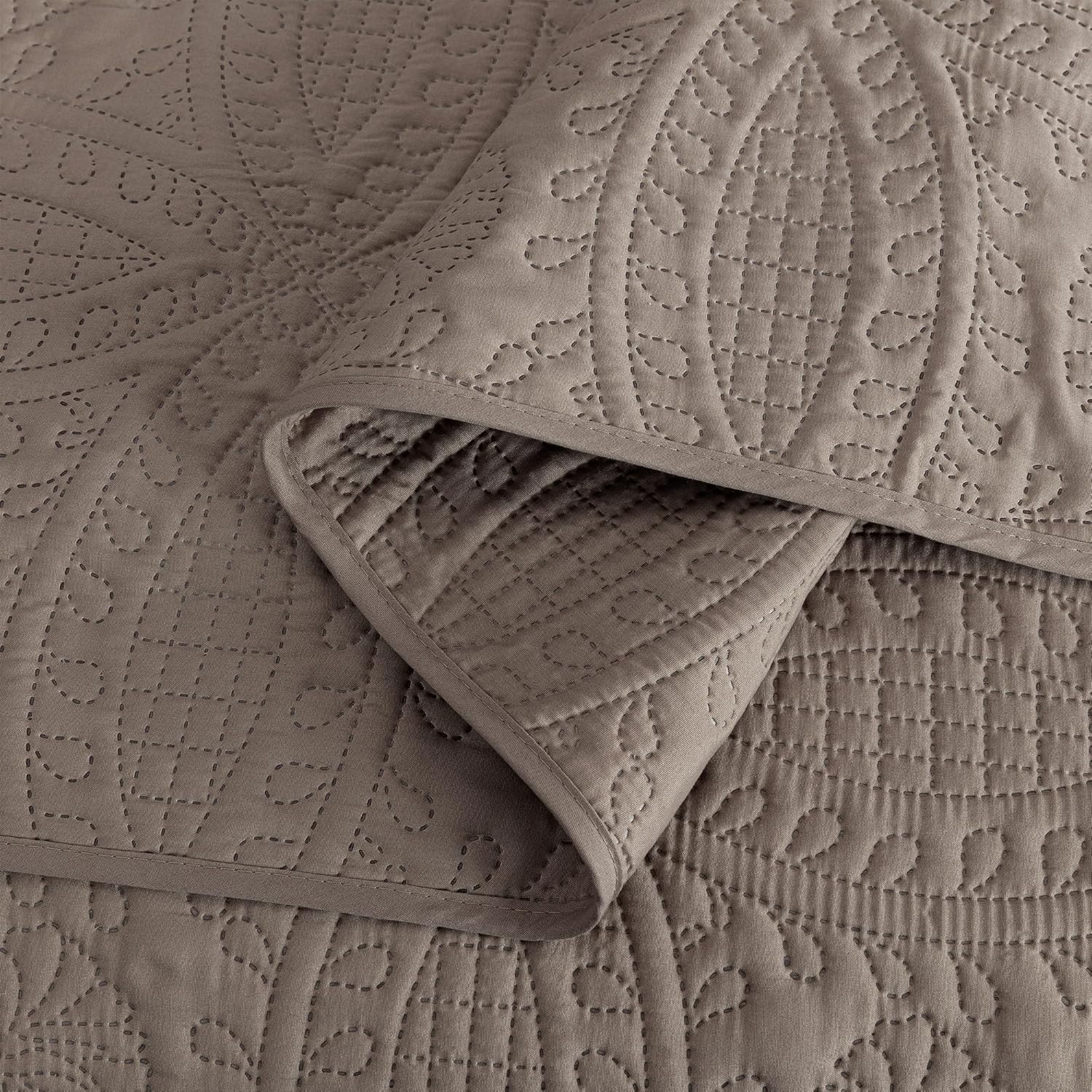 Chezmoi Austin 3-Piece Bedspread Set Queen Taupe