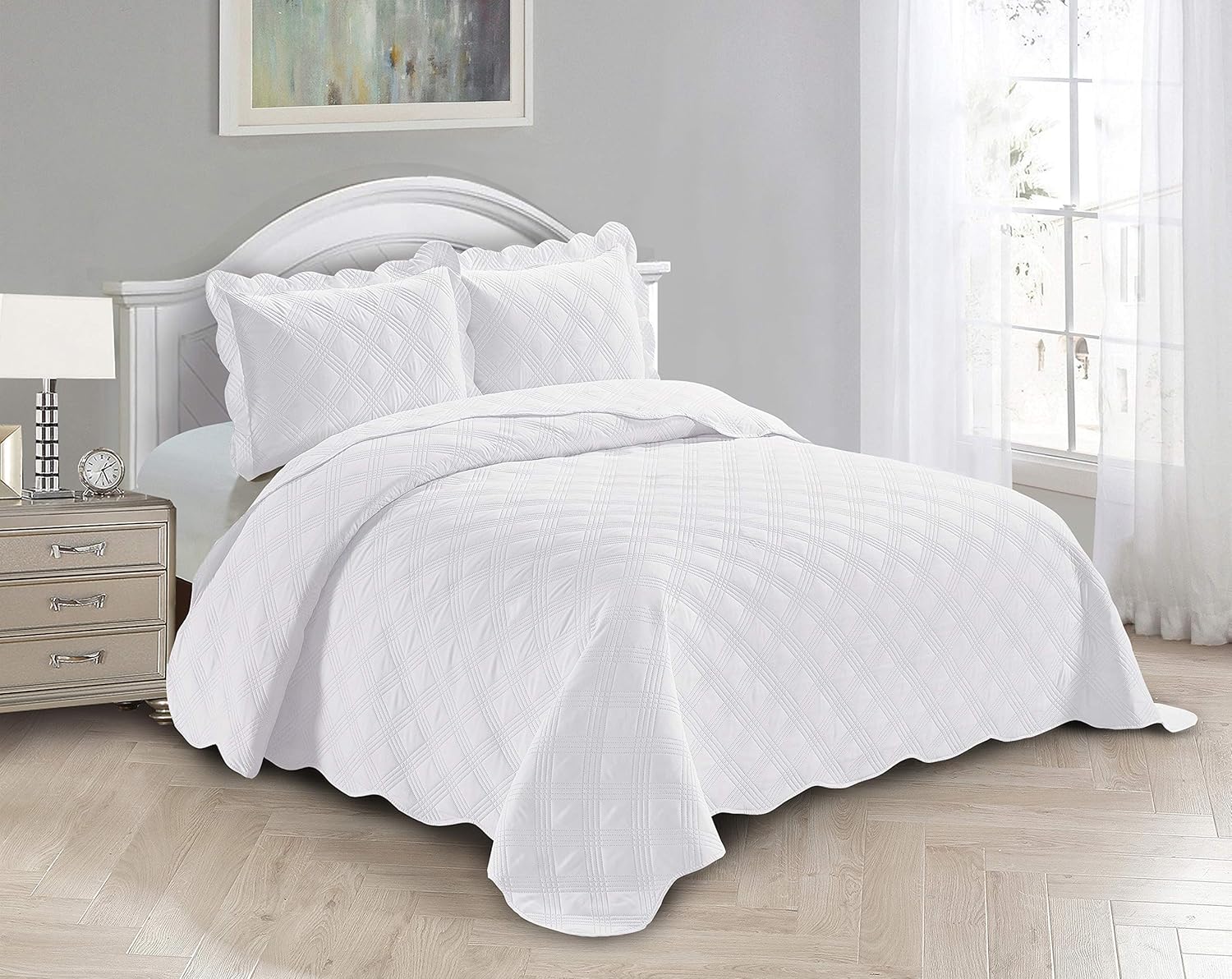 Fancy Linen 3pc Embossed Coverlet Set
