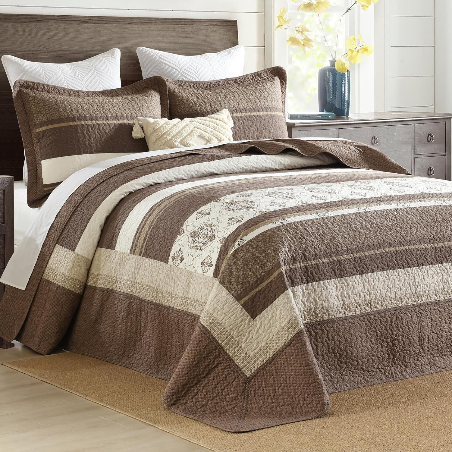 DDUOXIN King Bedspread 120x120 3 Piece Set 1