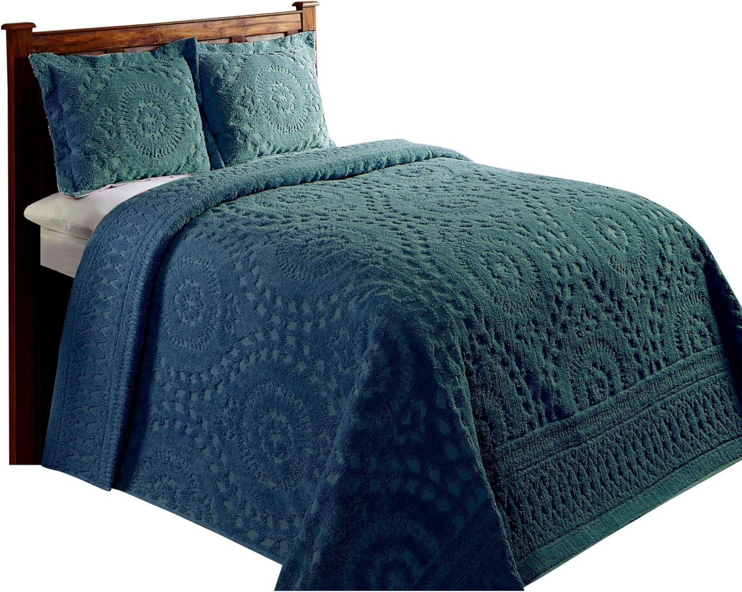 Better Trends Chenille Bedspread Set 3 Pieces Teal