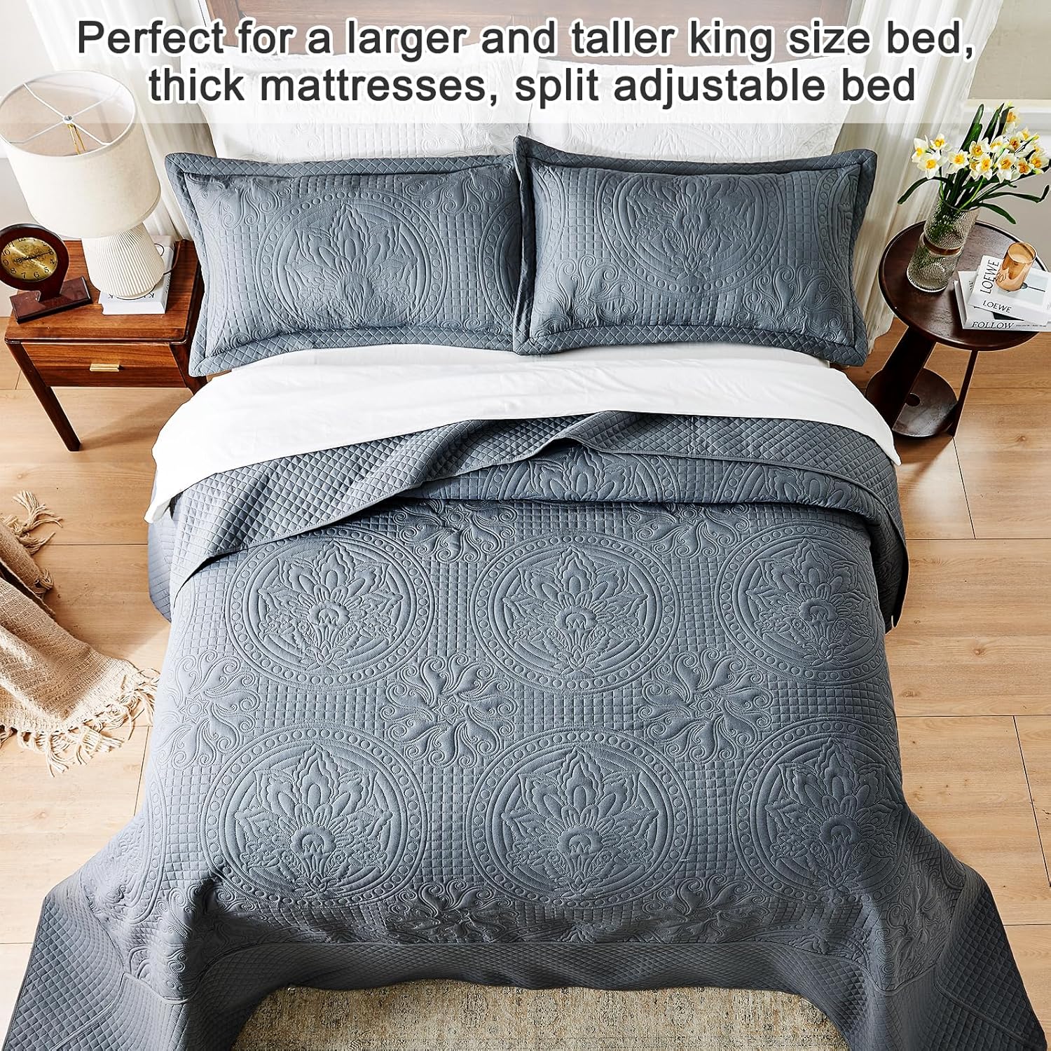 Qucover Oversized King Bedspread Set 3 Piece