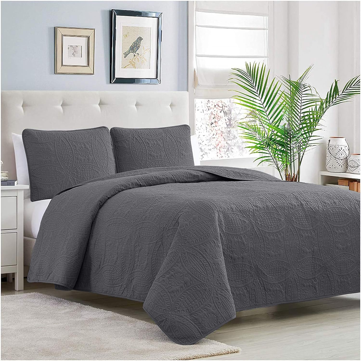 Mellanni King Bedspread Coverlet Set - Gray