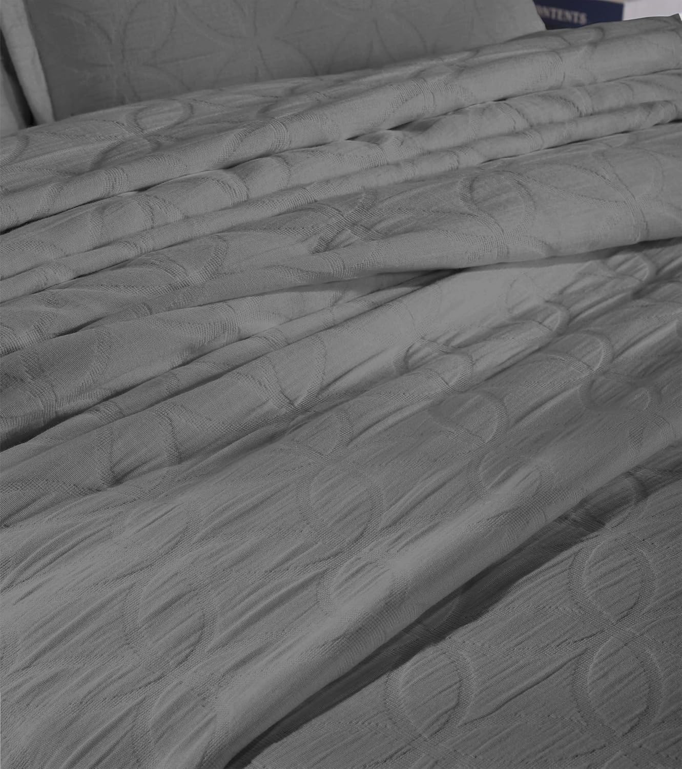 Superior Cotton Bedspread Set with Pillow Shams Grey King Size
