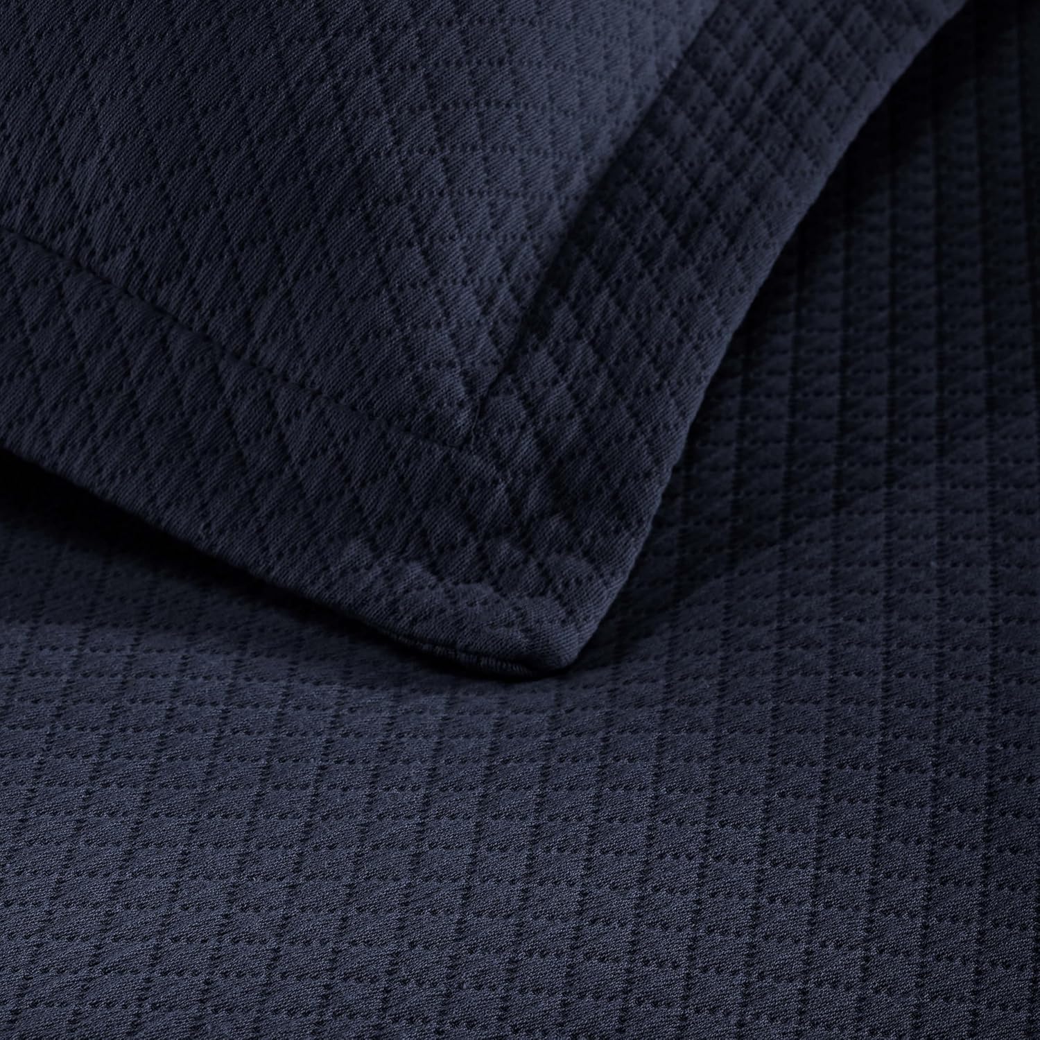 Superior Solitaire Cotton Bedspread Set Twin Navy Blue
