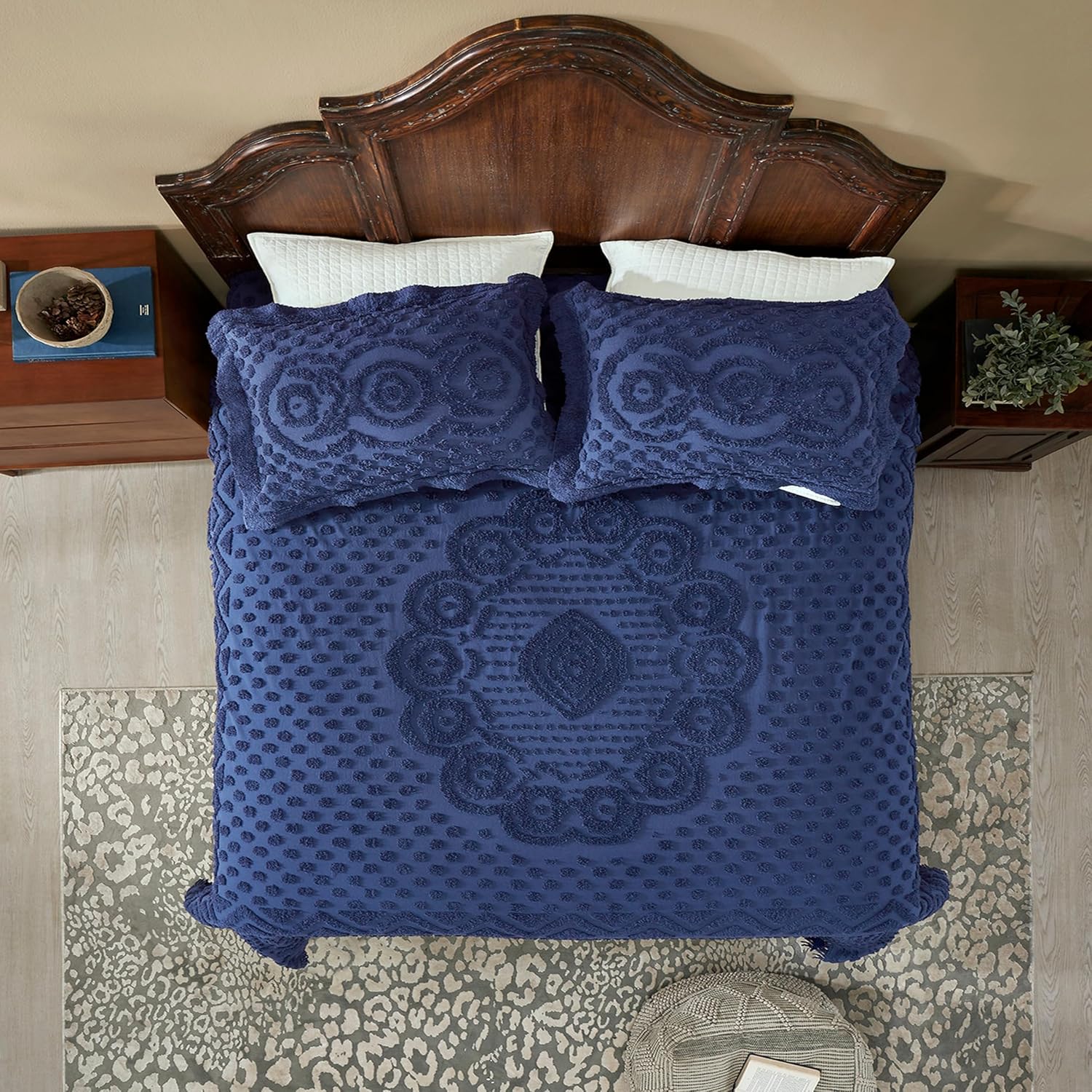 Better Trends Chenille Bedspread Set King Size Navy