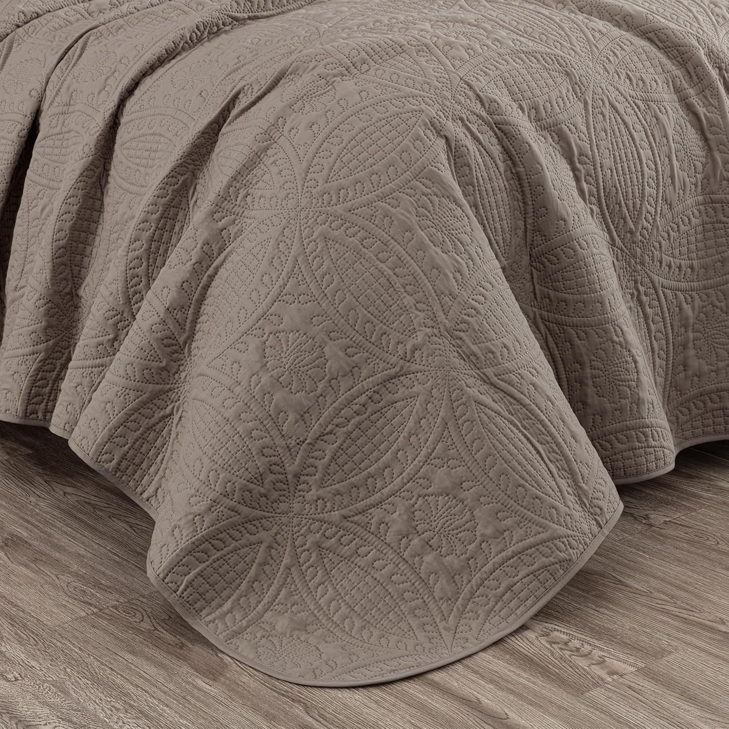 Chezmoi Austin 3-Piece Bedspread Set Queen Taupe