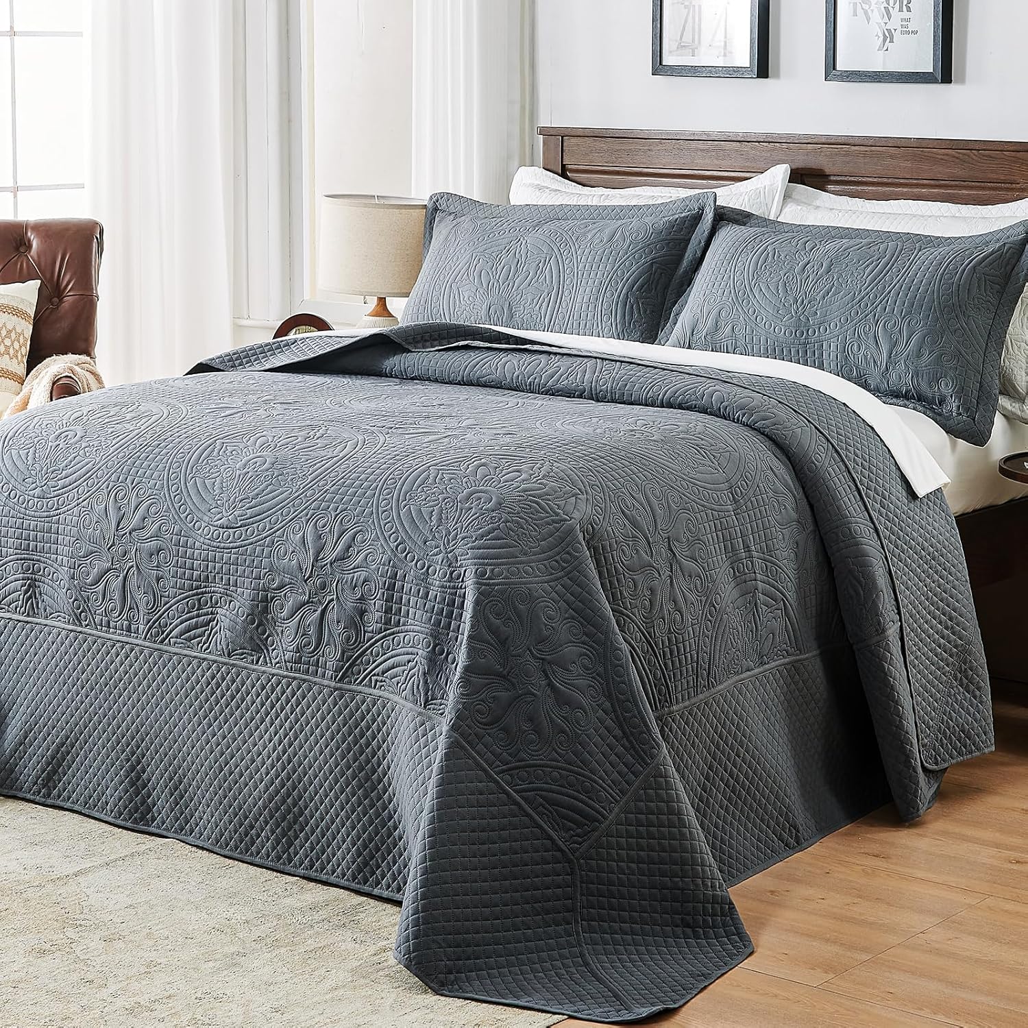 Qucover Oversized King Bedspread Set 3 Piece
