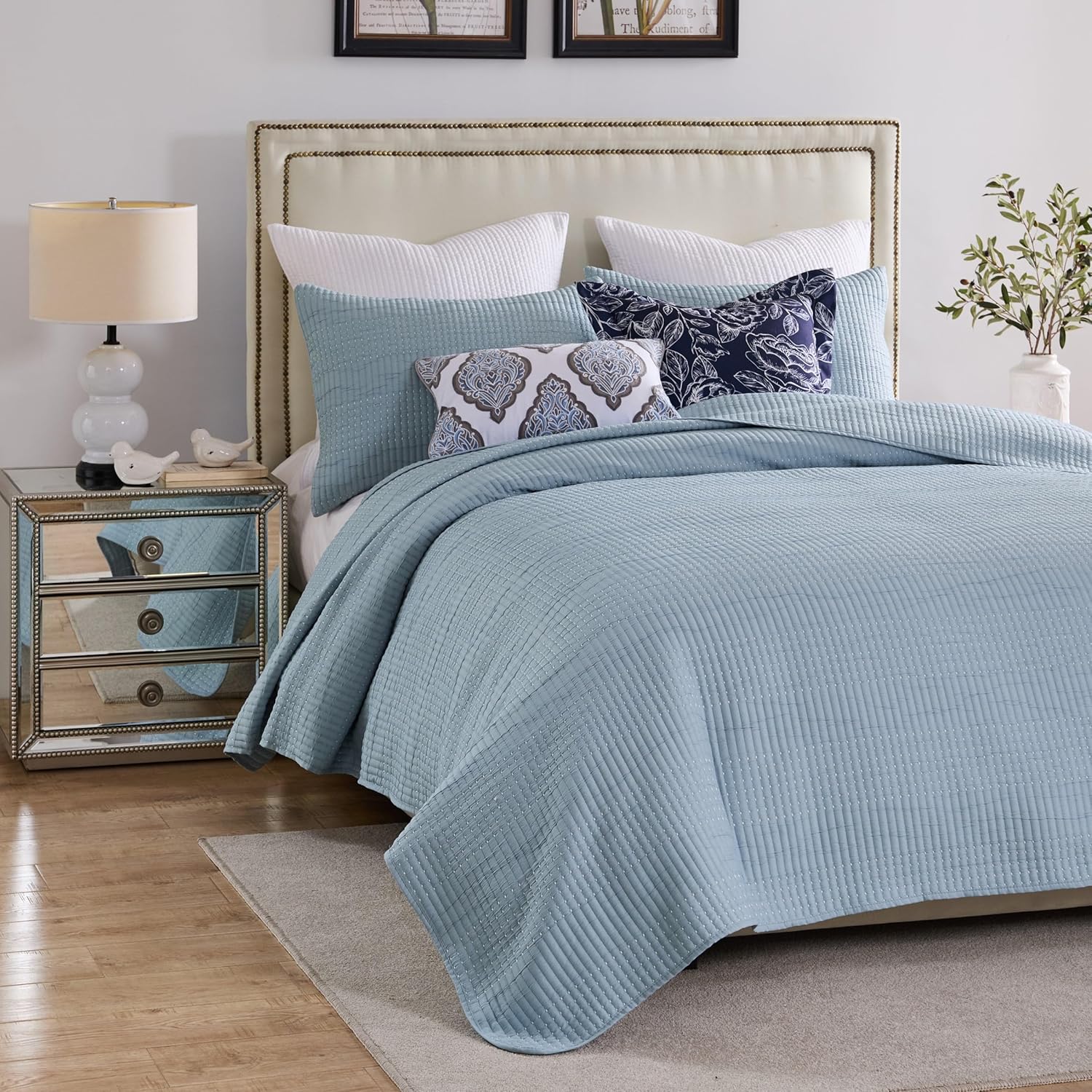 Greenland Home Textured Bedding Set 3-Piece KingCal King Cosmo Chambray