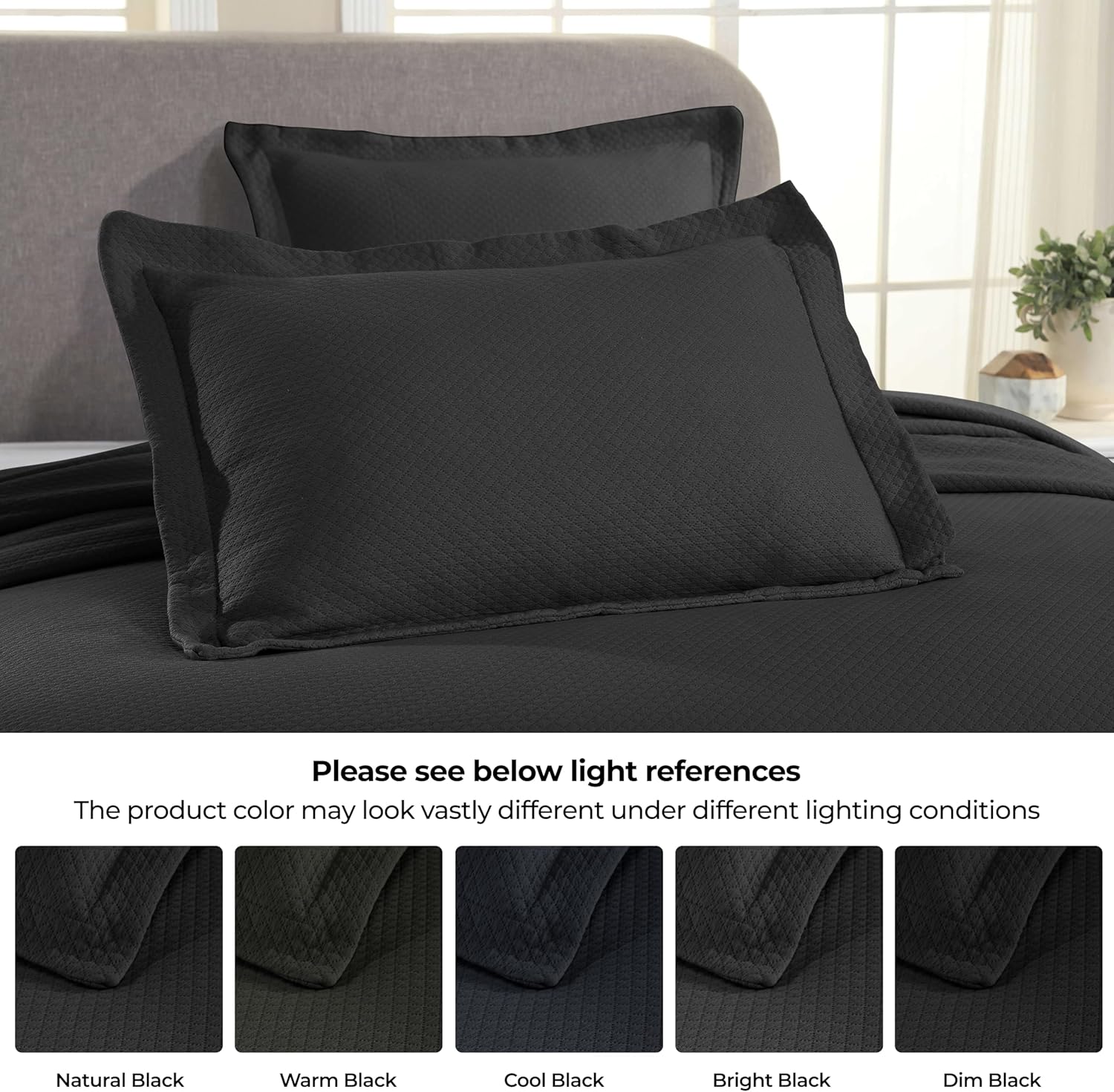 Superior Solitaire Cotton Bedspread Set 3 Piece Twin Black