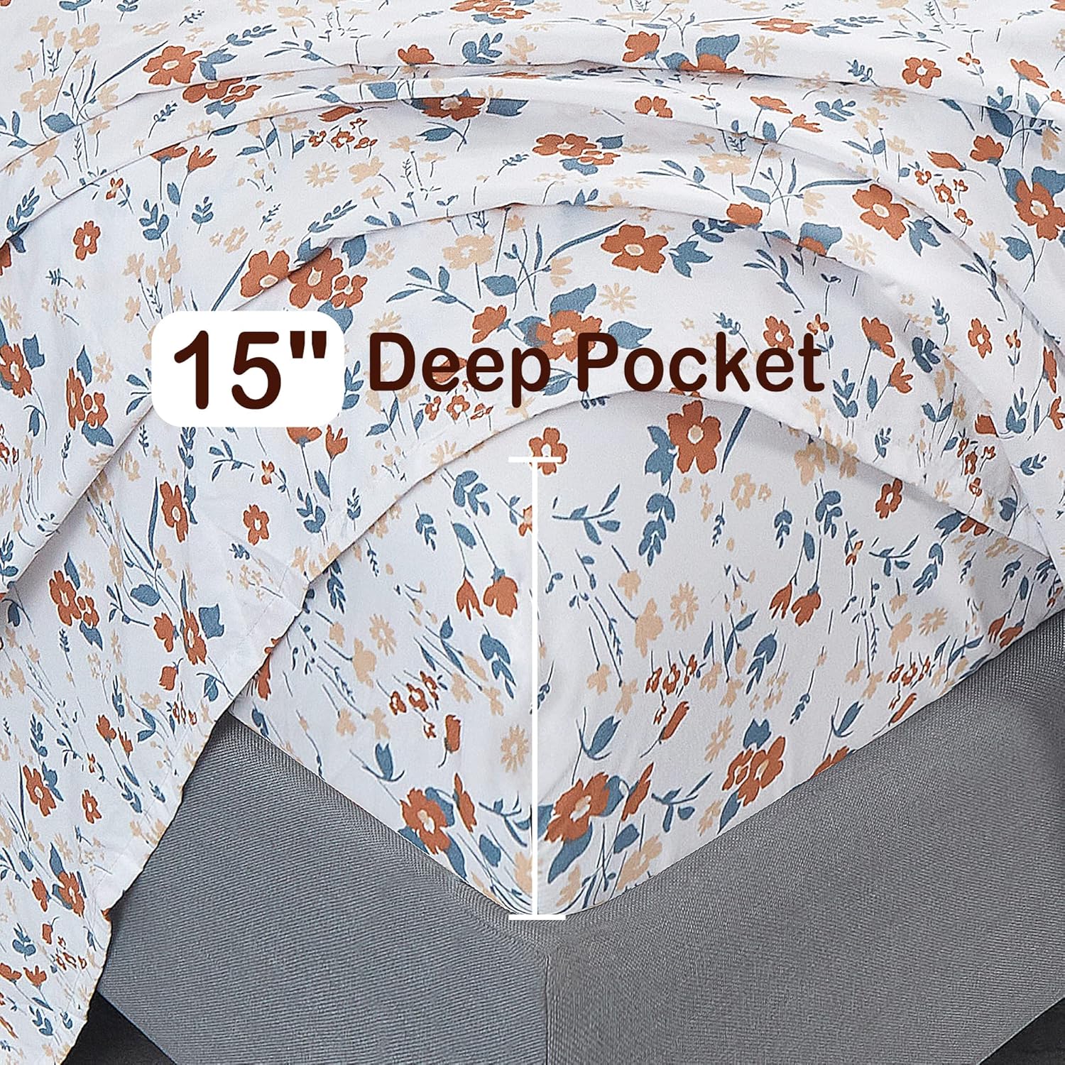 Softan Orange Floral Twin Sheet Set - 3 Piece