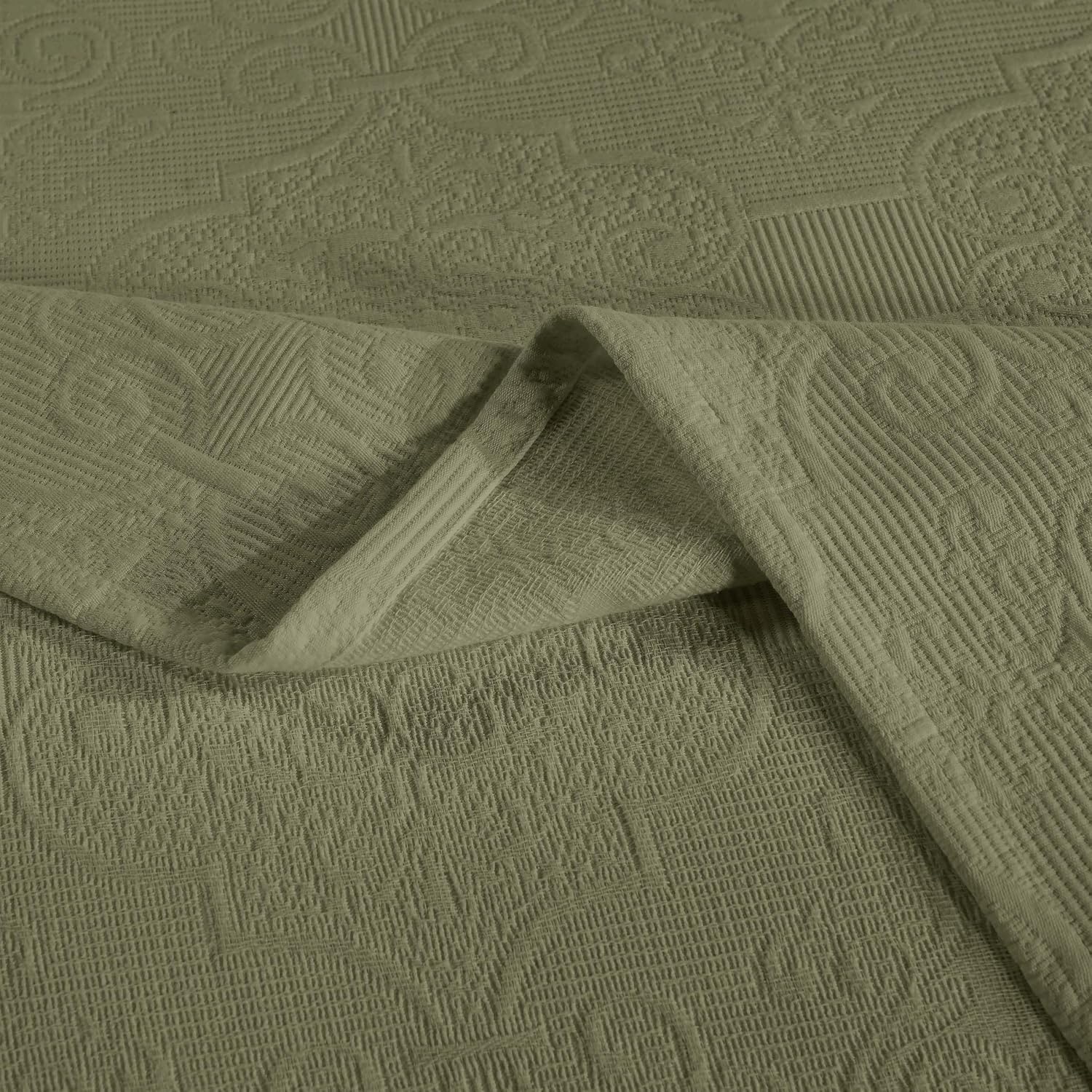 Superior Cotton Bedspread Set 3-Piece Sage King