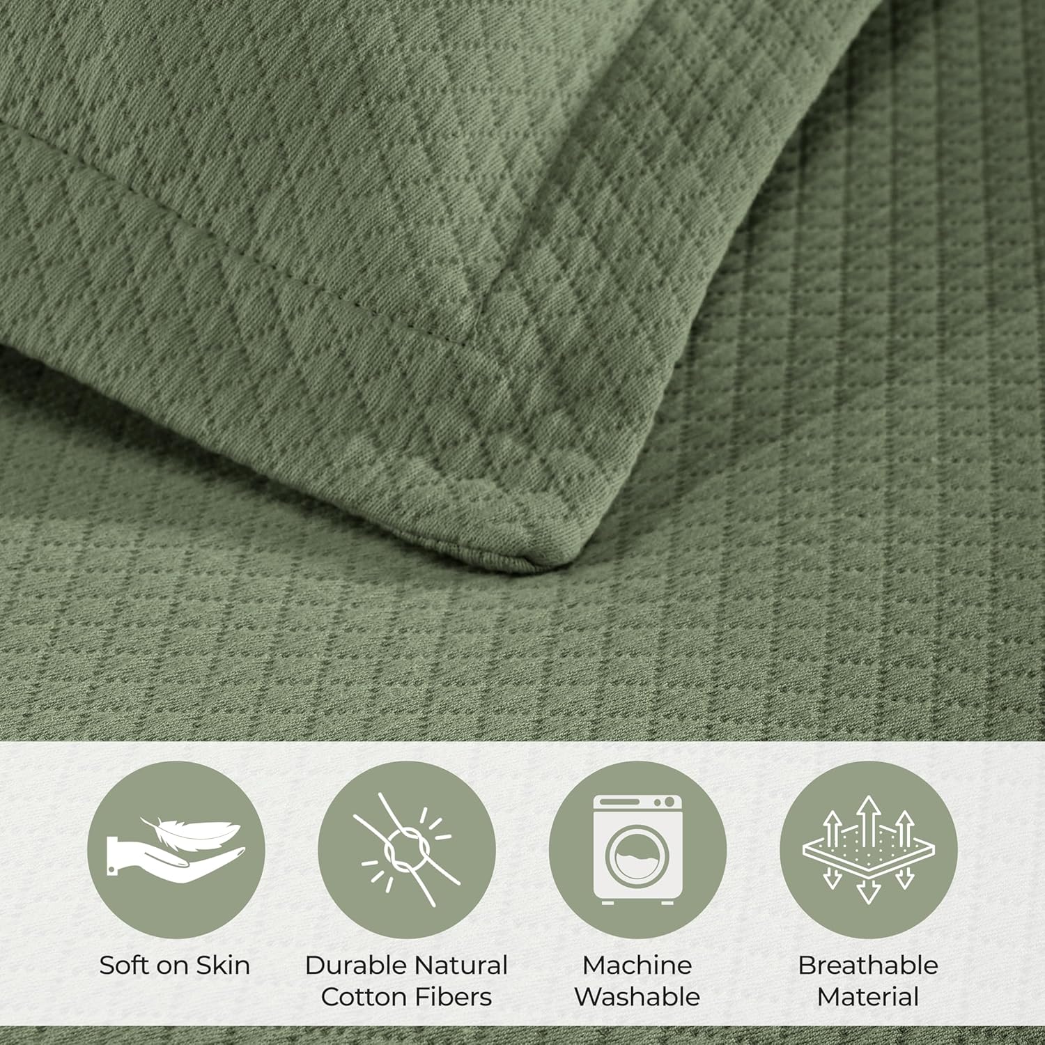 Superior Oversized Bedspread Set Diamond Solitaire Design Twin Sage