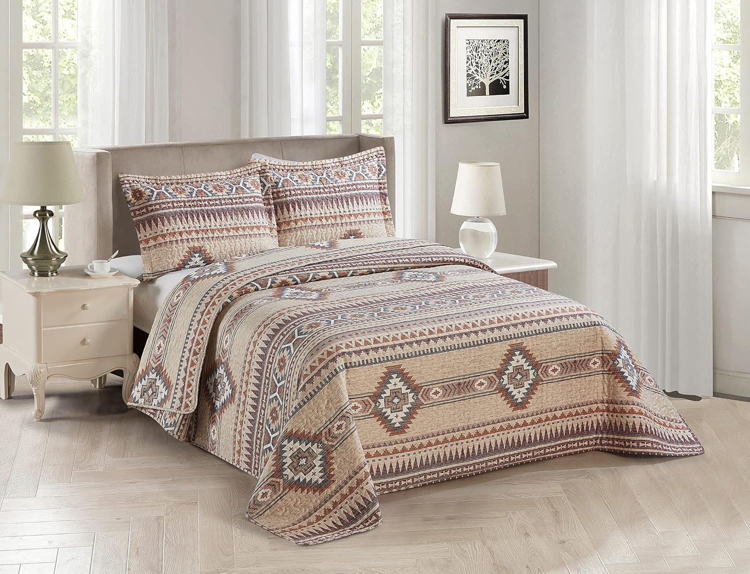 Rustic Southwest Bedspread Set - KingCal-King