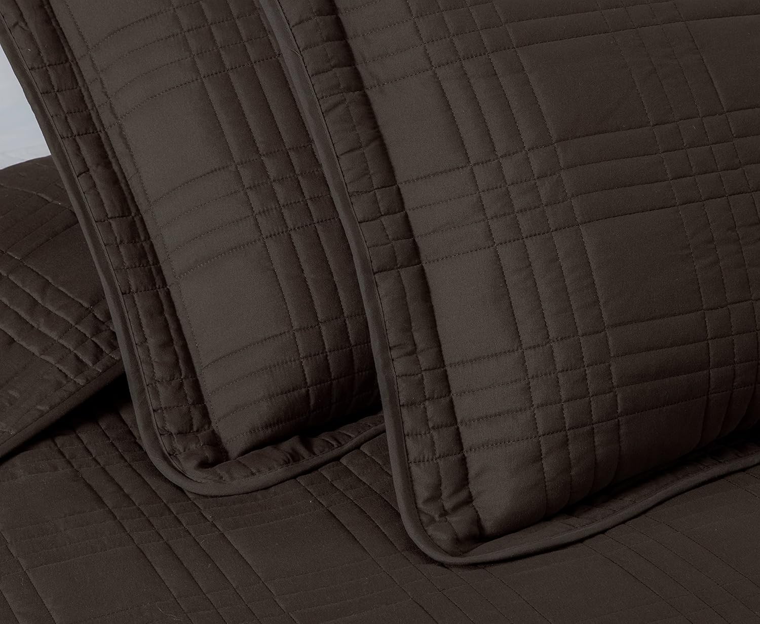 Chezmoi Collection King Size Bedspread Set 3-Piece Brown