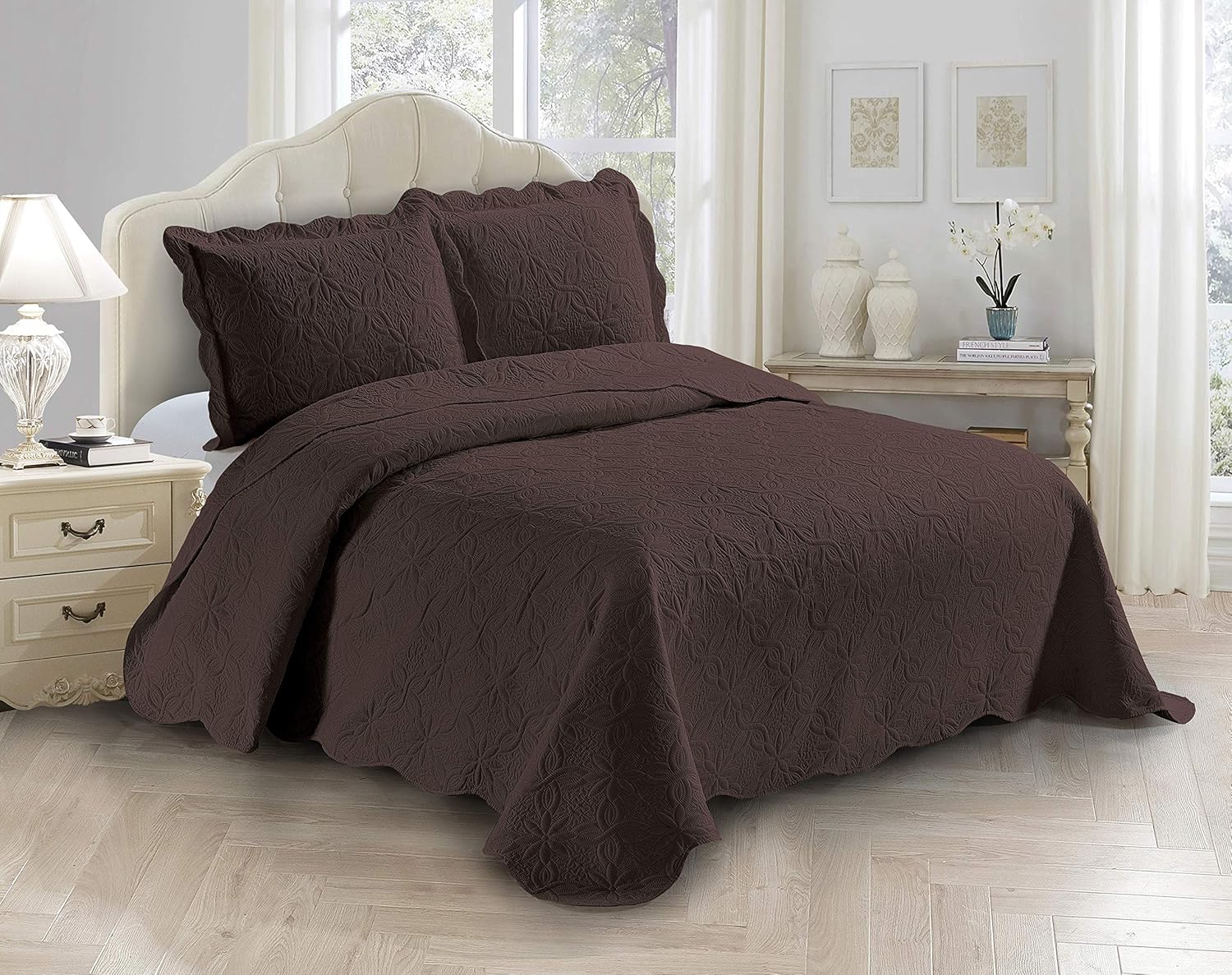 Fancy Linen 3pc Embossed Coverlet Set 1