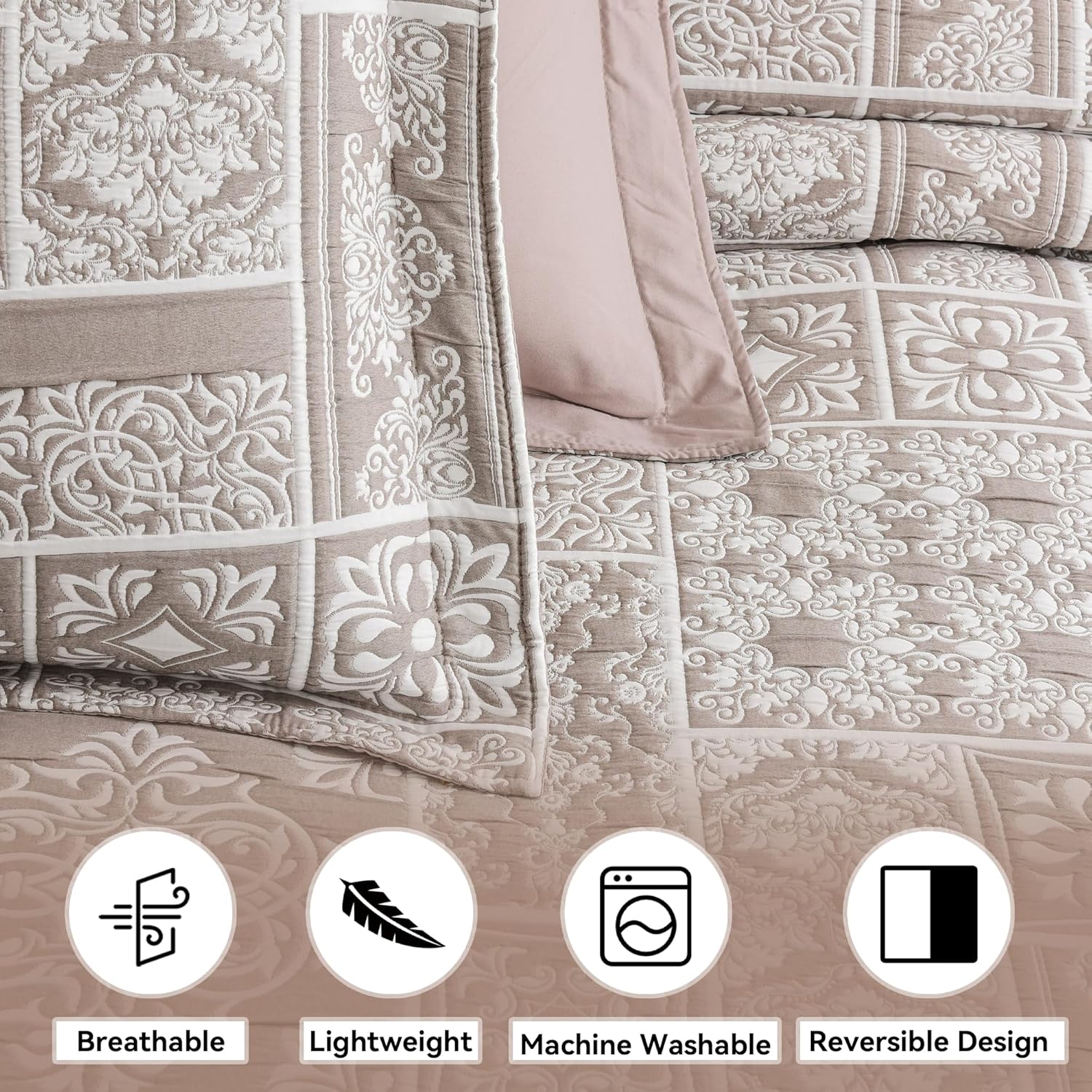 Asuexpect 3 Piece Patchwork Bedspread Set King Size