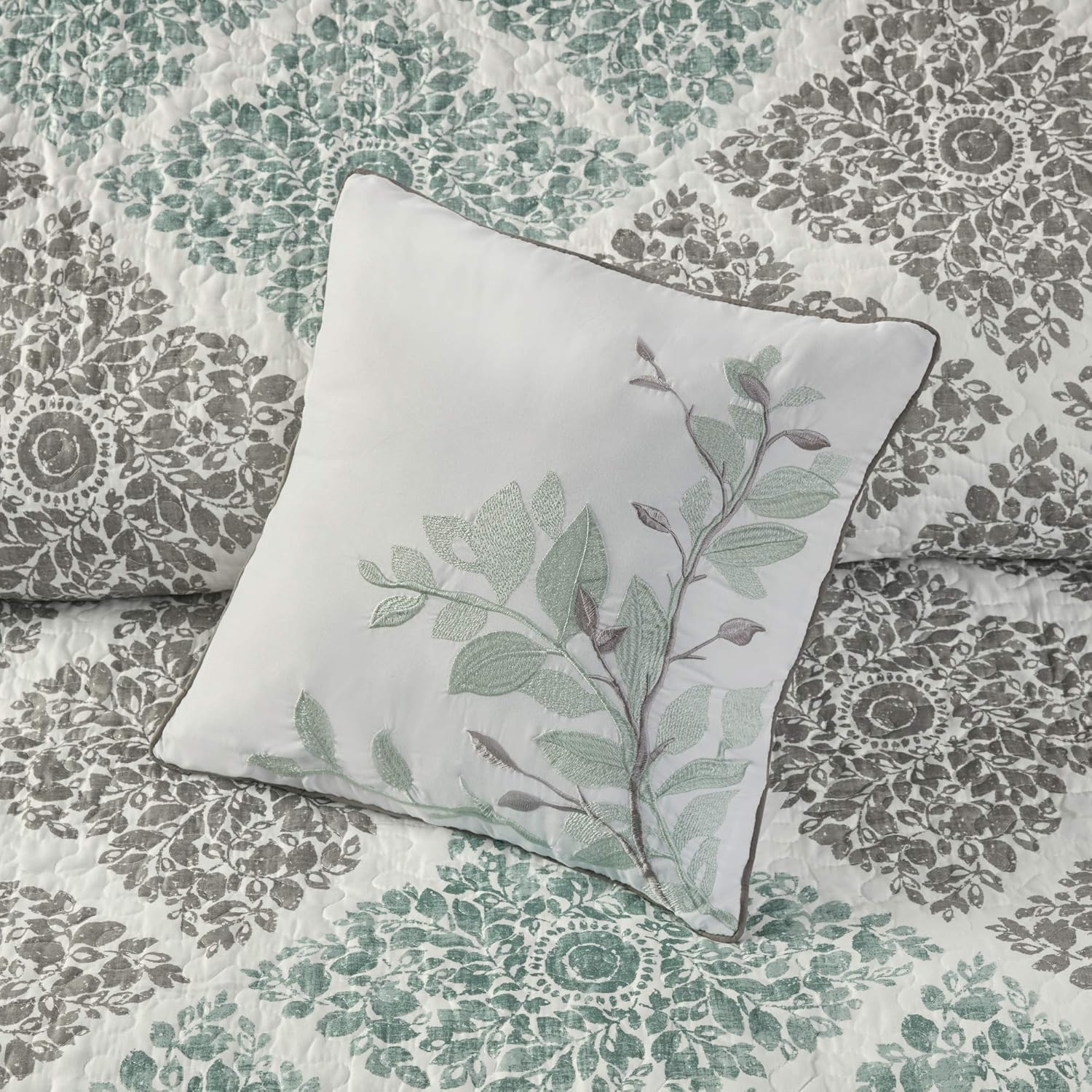 Madison Park Claire Quilt Coverlet Set - 6 Piece Diamond Aqua Pattern KingCal King