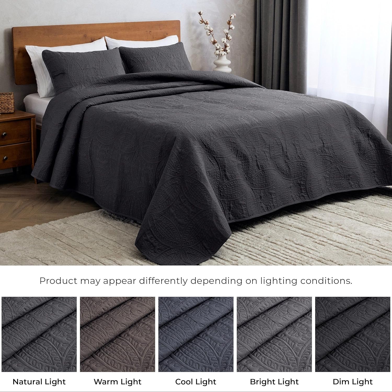 Mellanni King Bedspread Coverlet Set - Gray