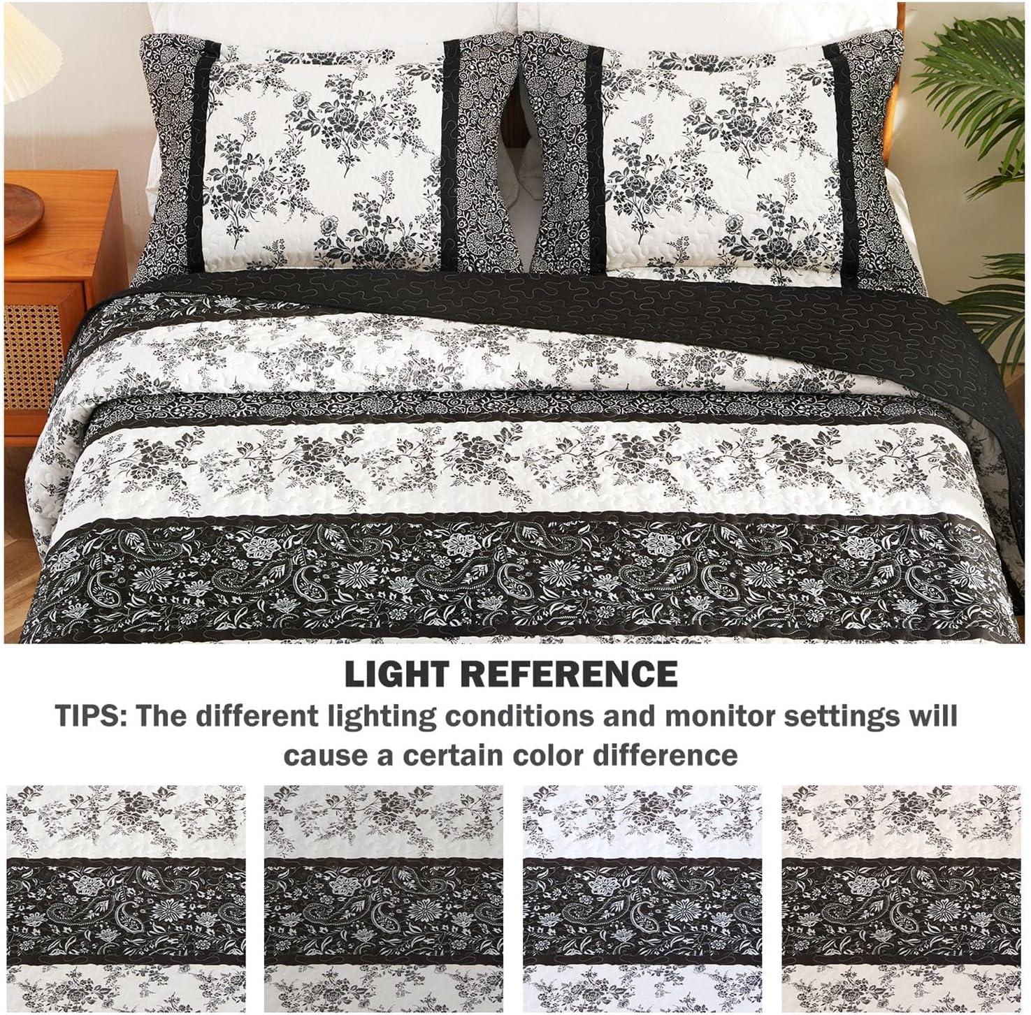 Cmfshape Bohemian Floral Quilt Set King Size 3-Piece 1