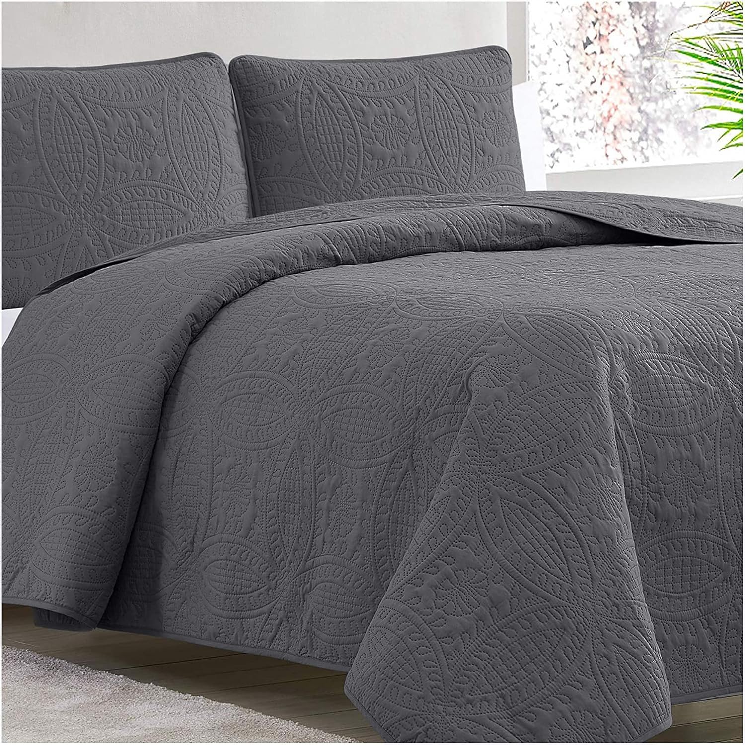 Mellanni King Bedspread Coverlet Set - Gray