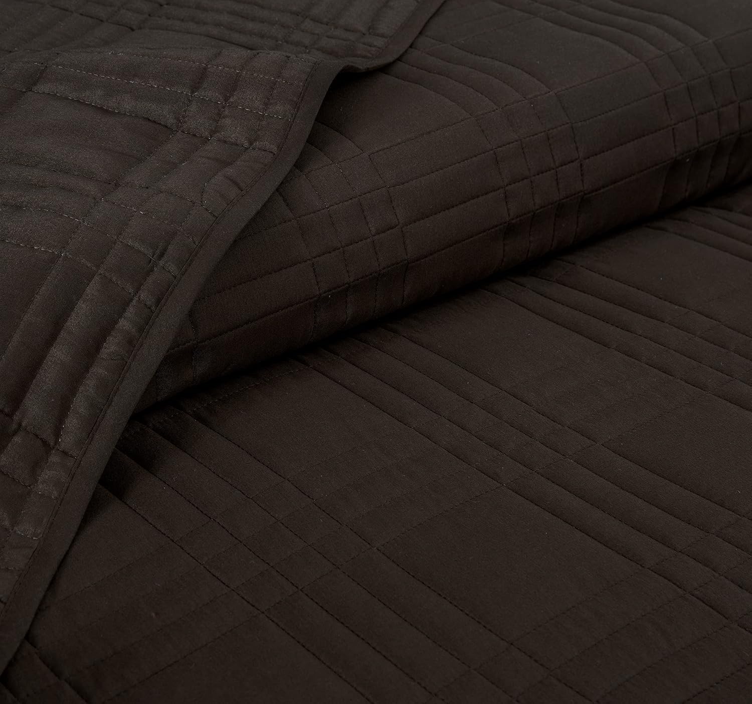 Chezmoi Collection King Size Bedspread Set 3-Piece Brown