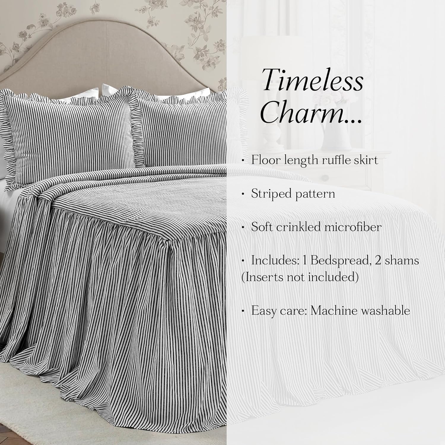 Lush Decor Ticking Stripe Bedspread 3 Piece Set