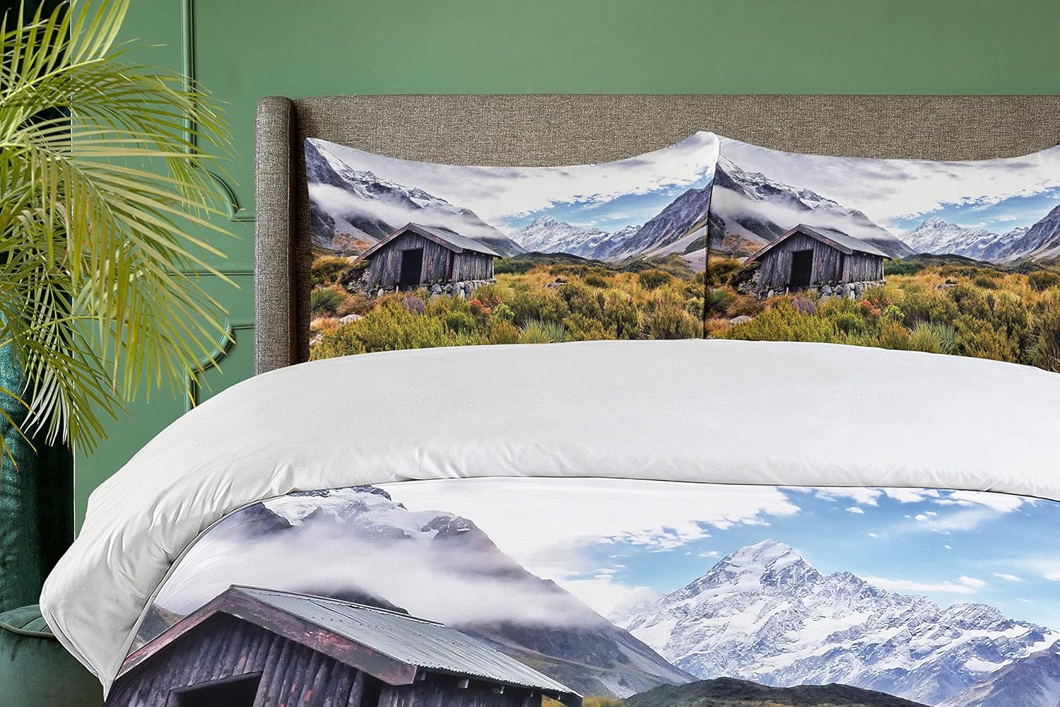 Ambesonne Landscape Duvet Cover Set Twin Green Grey
