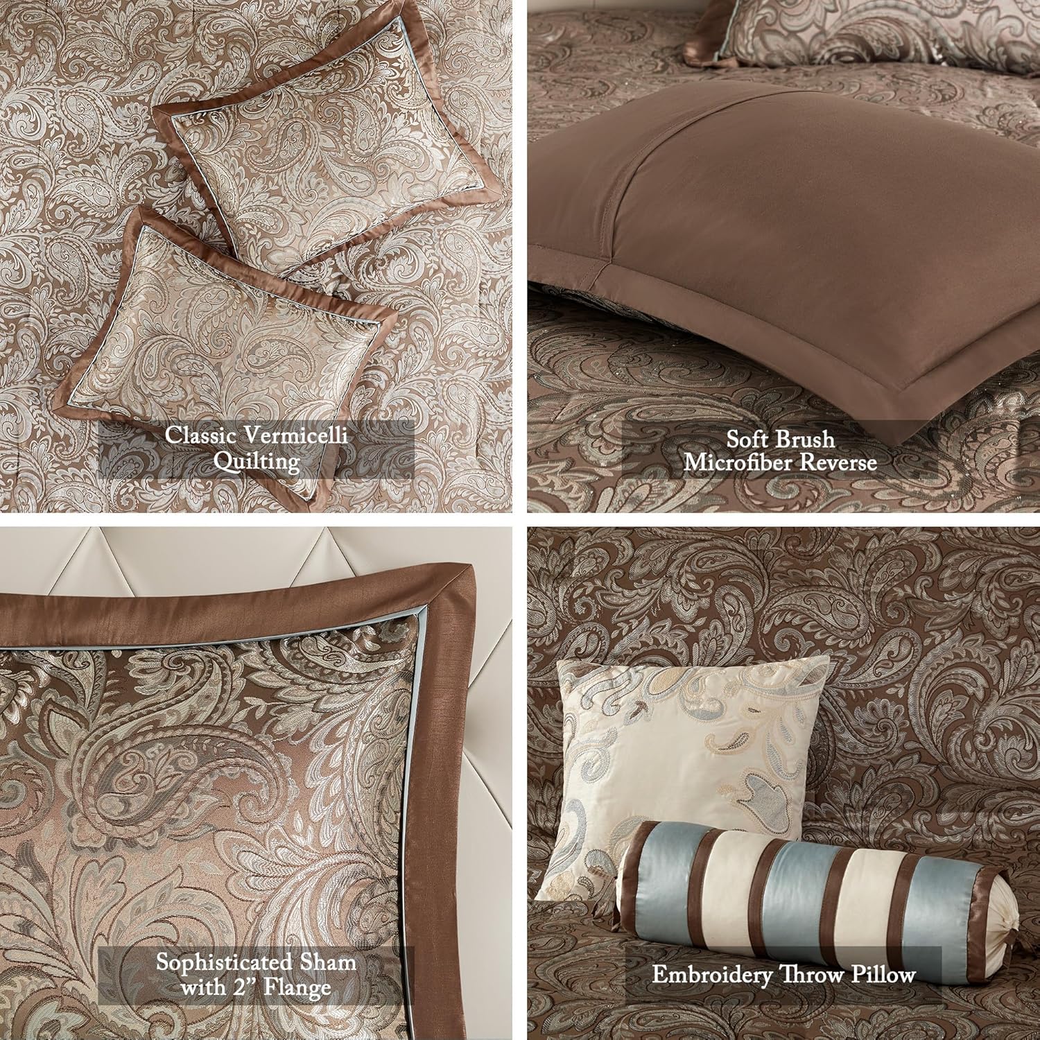 Madison Park Aubrey Reversible Quilted Bedspread Set Queen Blue 5 Piece