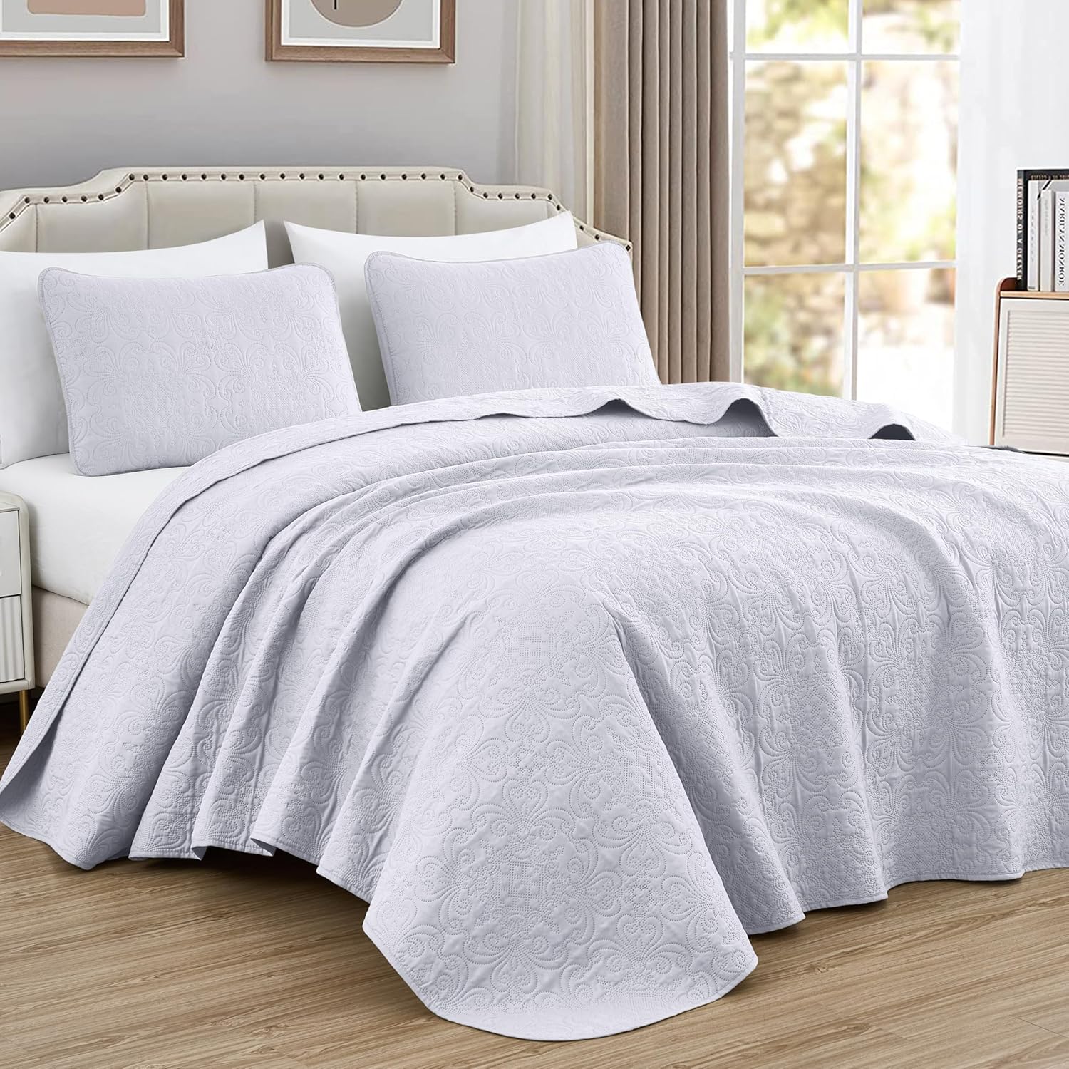 Chezmoi Luca 3-Piece Bedspread Set King Size White