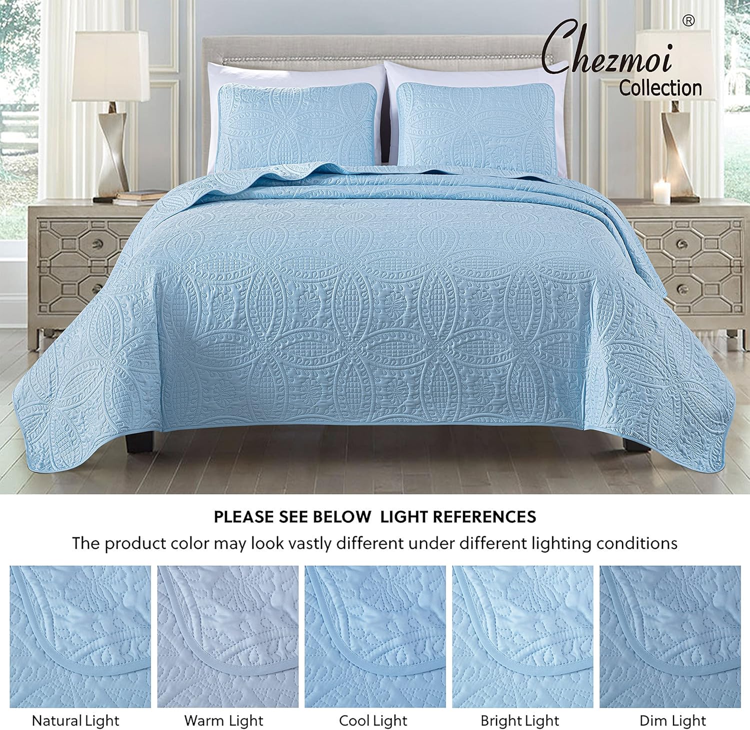 Chezmoi Collection Austin 3-Piece Bedspread Set
