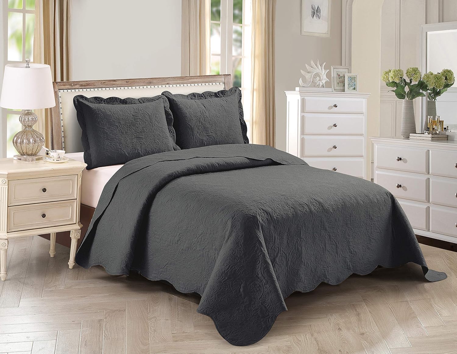 Home Collection 3pc King Cal King Over Size Bedspread Set