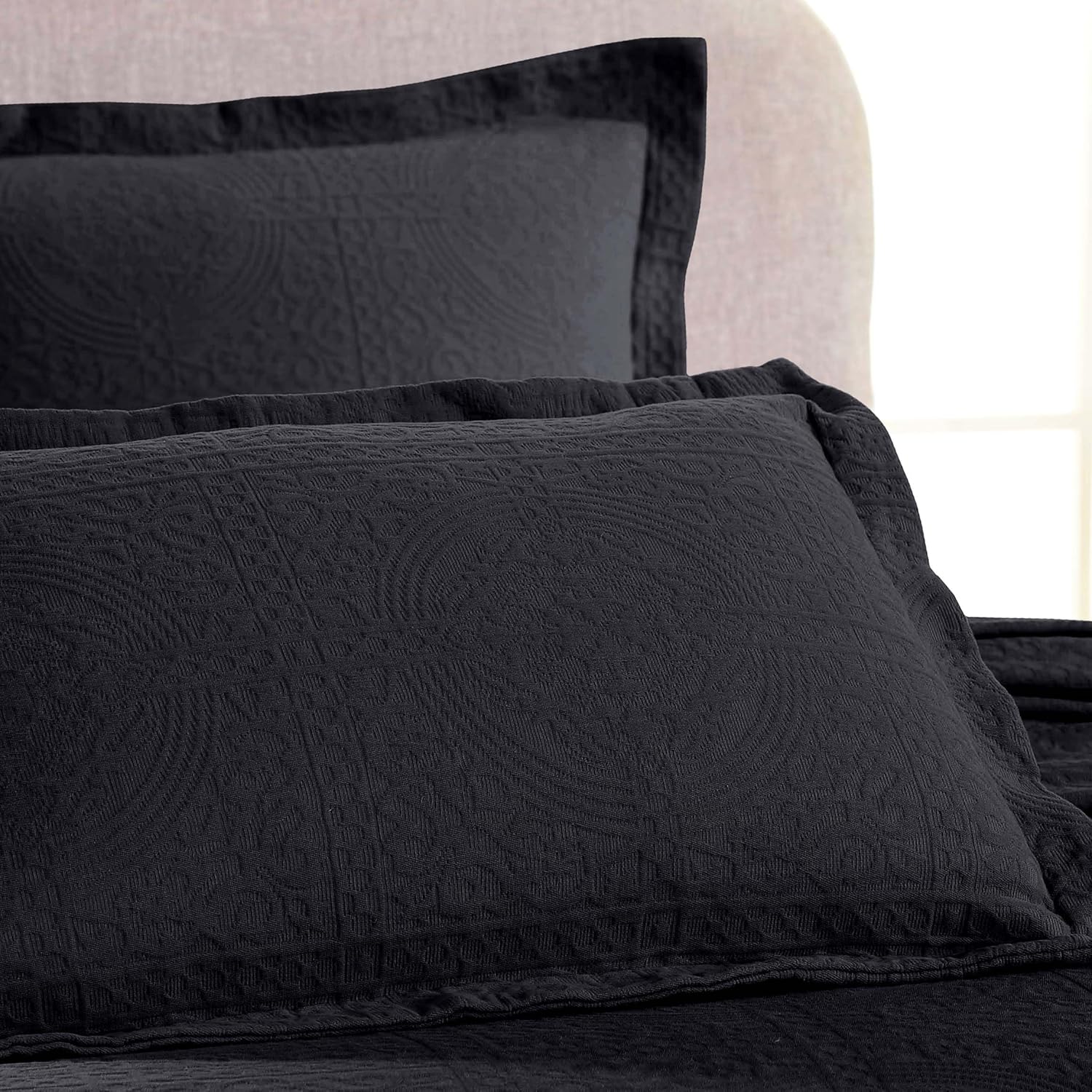 Superior Cotton Fleur De Lis Bedspread Set Black Full