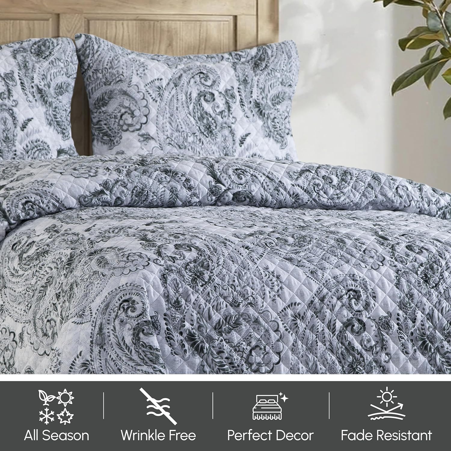 Elegant Comfort 3-Piece Reversible Floral Paisley Bedspread Set 1