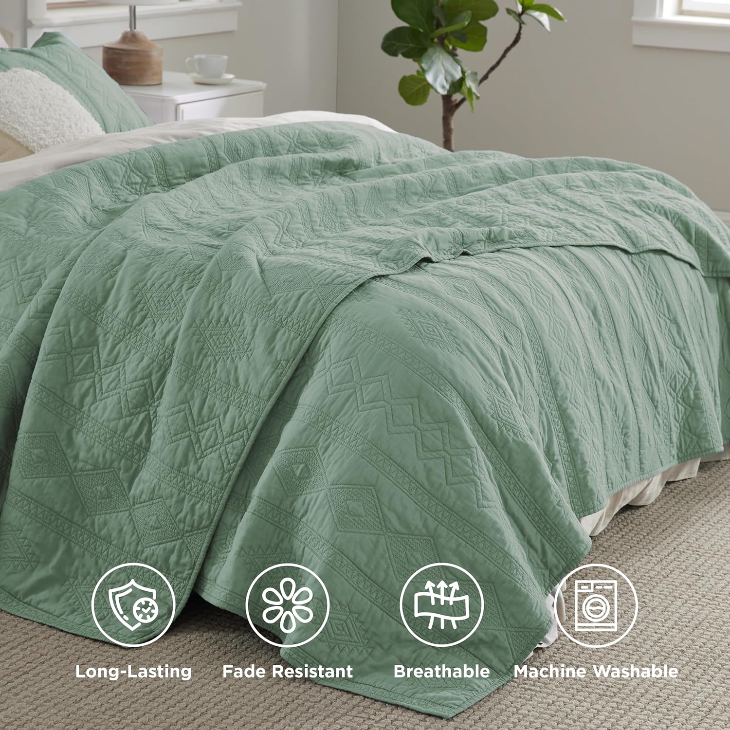 Bedsure 100 Cotton Queen Quilt Set with Pillow Shams