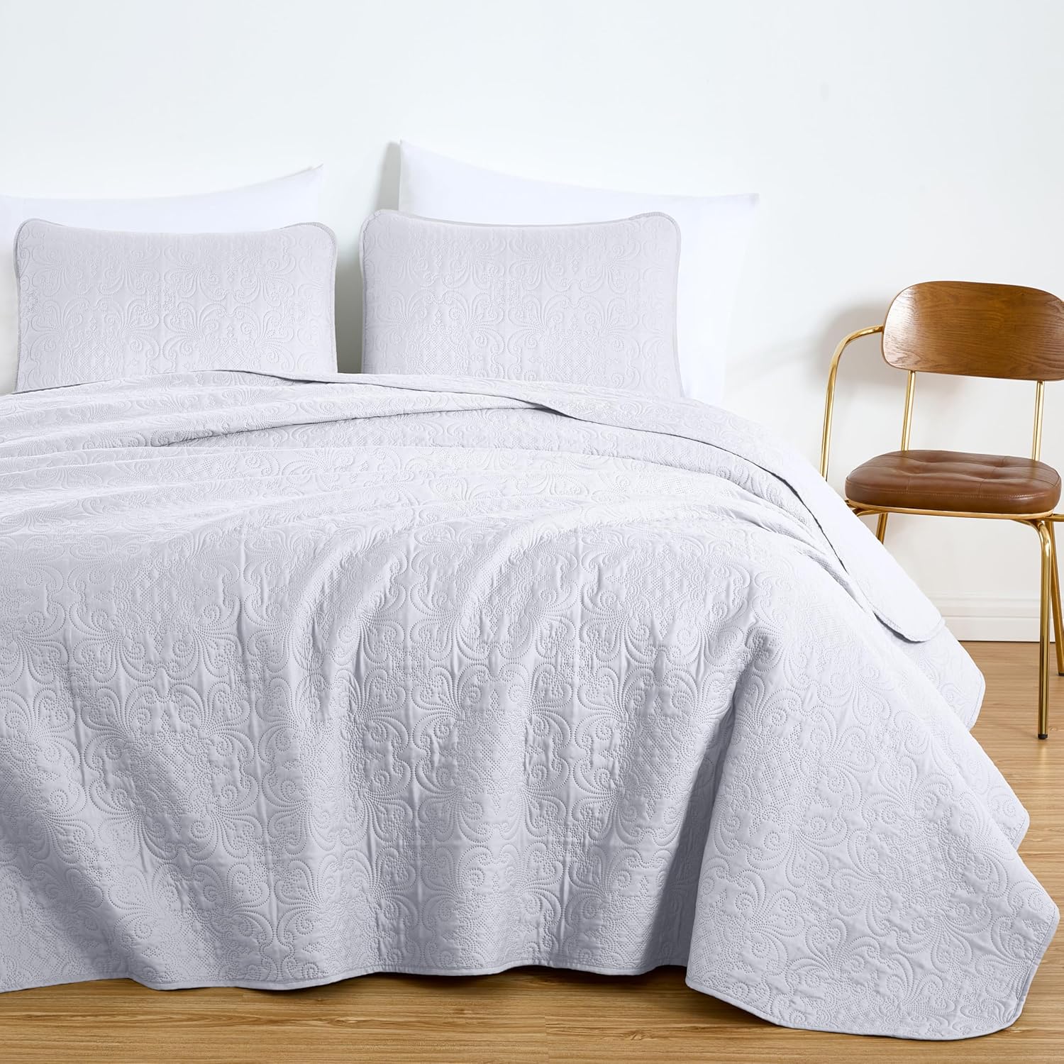 Chezmoi Luca 3-Piece Bedspread Set King Size White