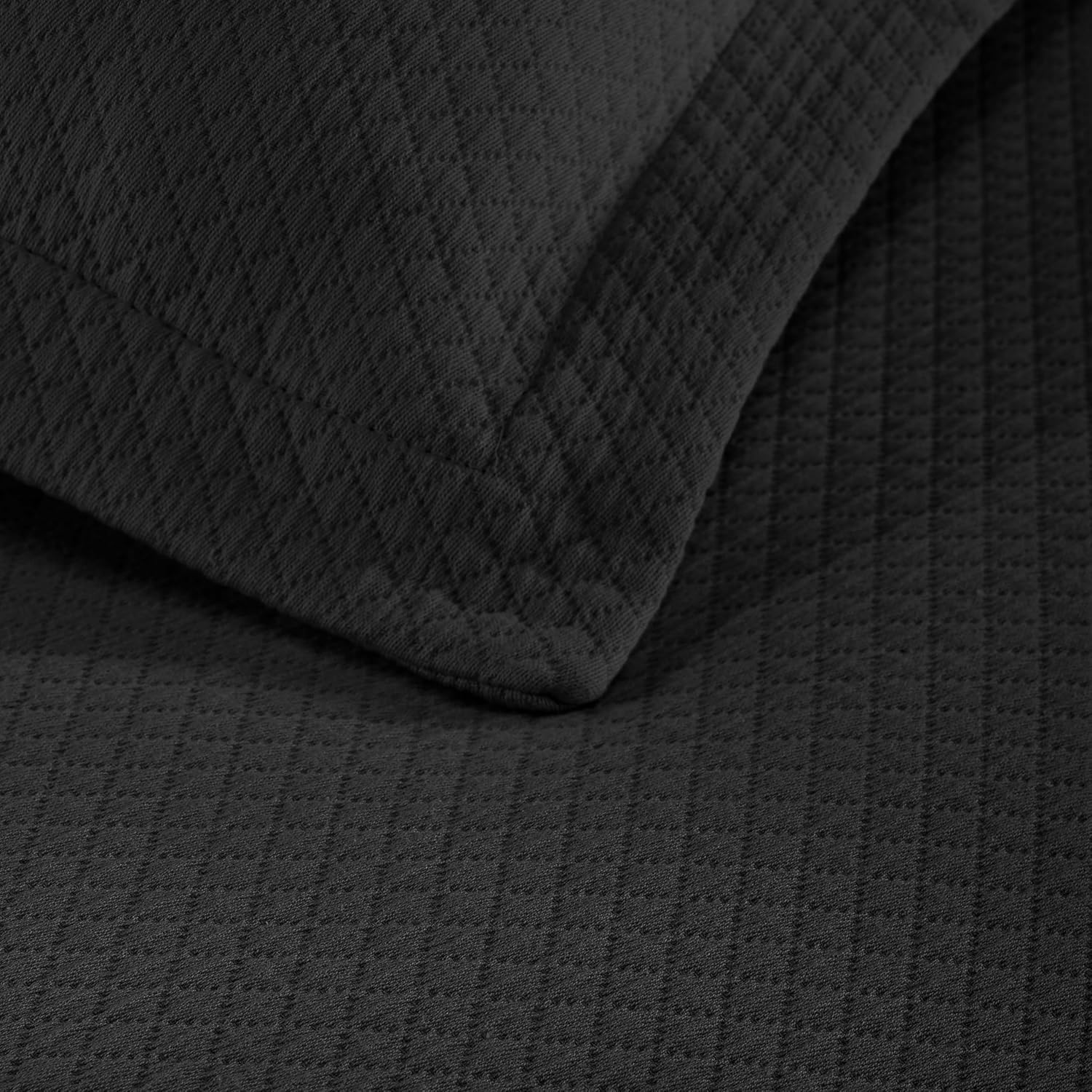 Superior Solitaire Cotton Bedspread Set 3 Piece Twin Black