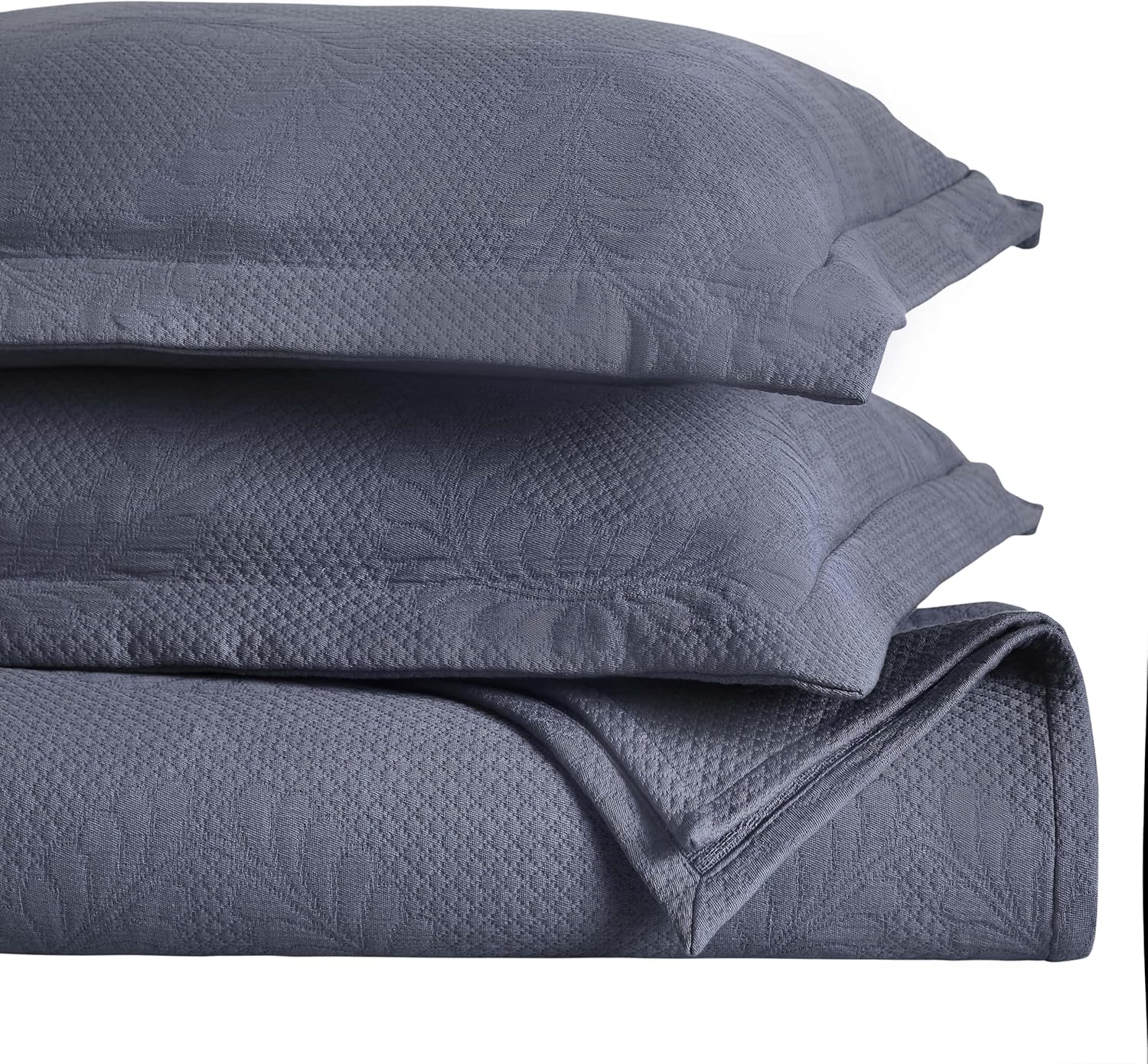 Superior 3 Piece Cotton Bedspread Set Denim Blue
