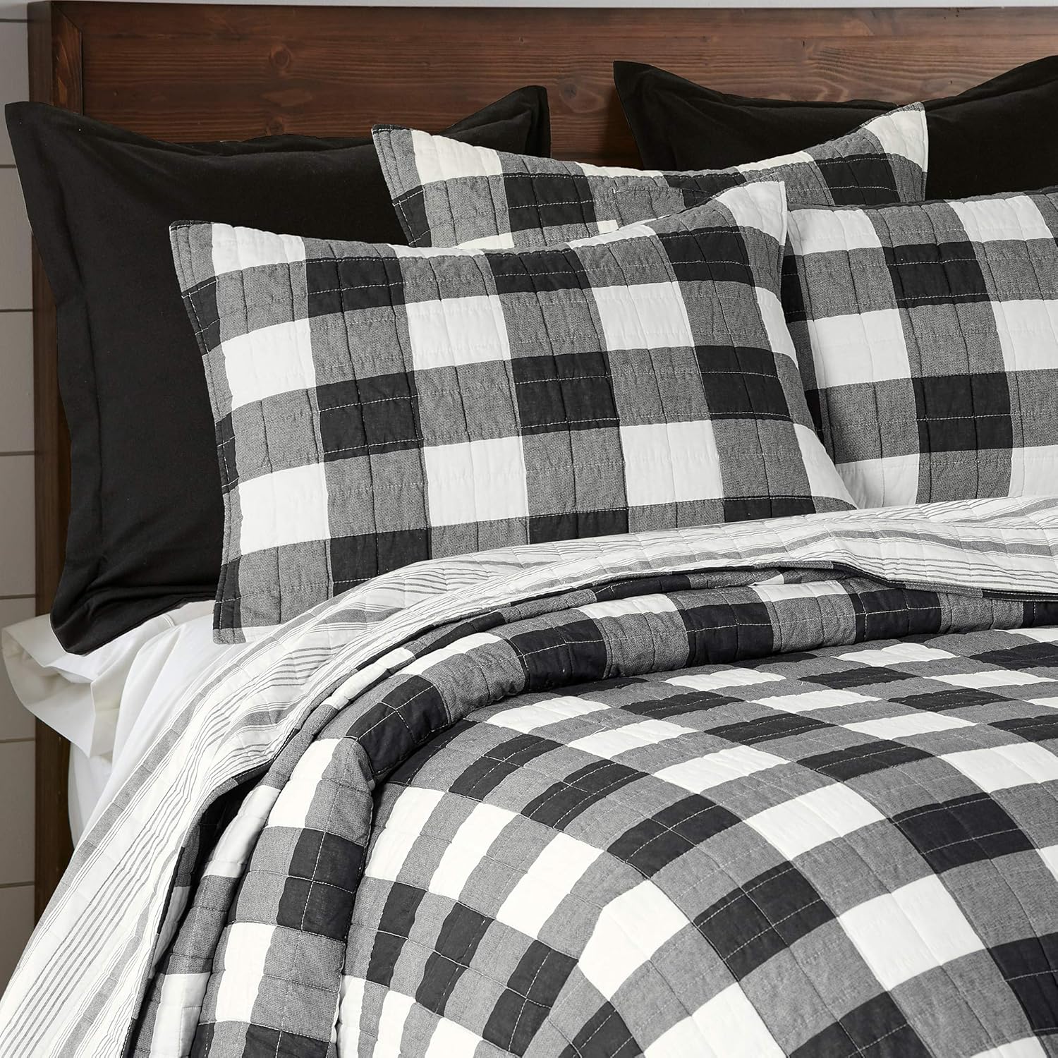 Levtex Home Camden Bedspread Set Queen Black Cream