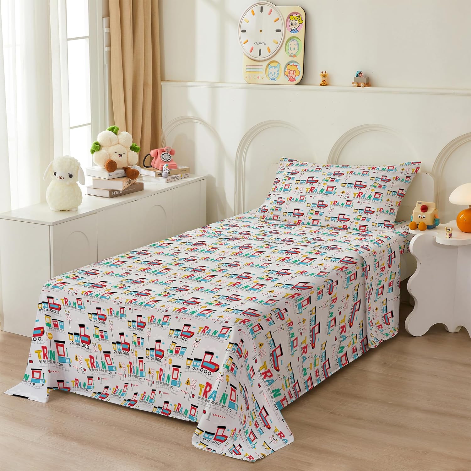 Bedmoon Boys Twin Sheets with Train Pattern