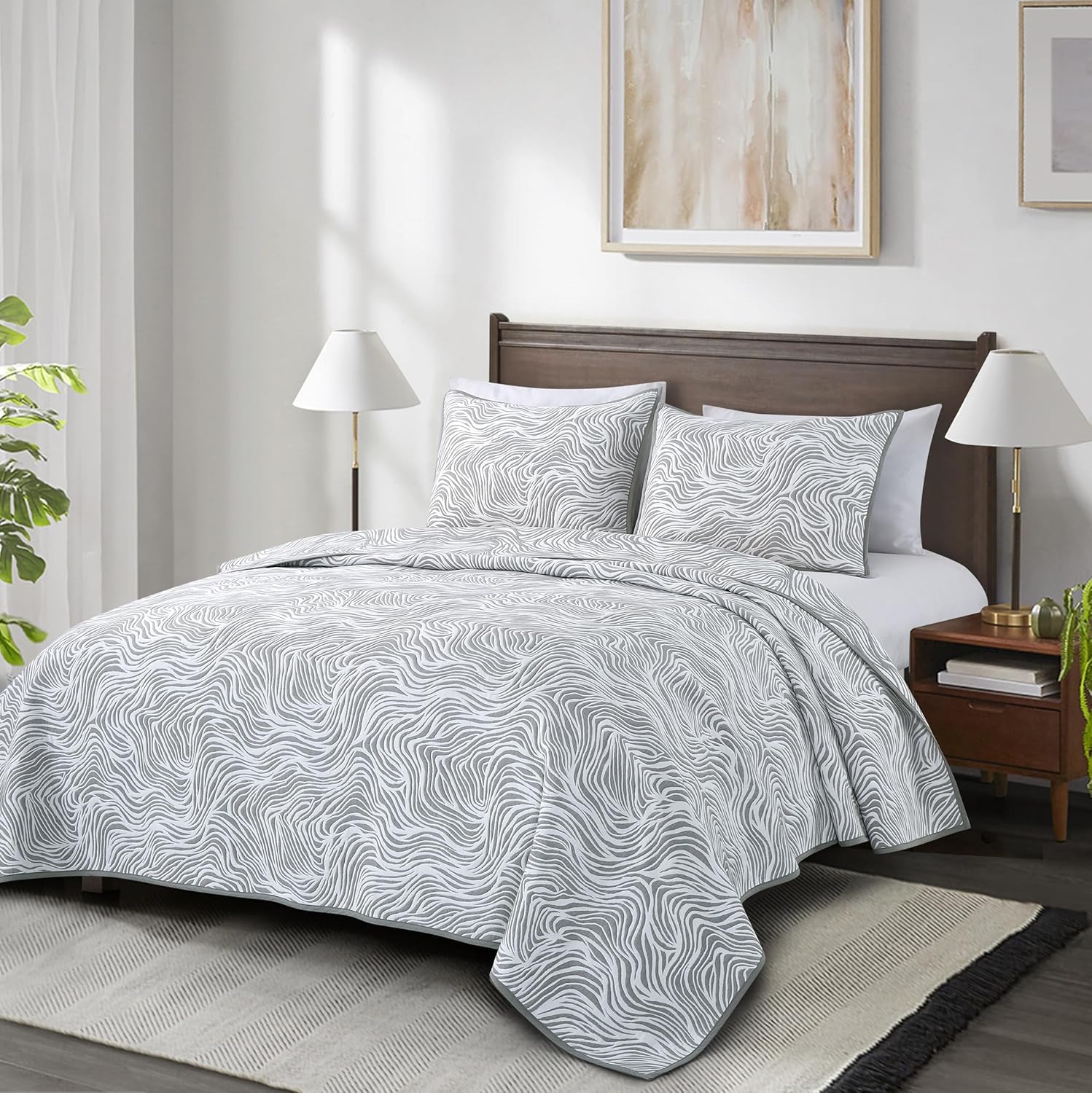 ESCA 3-Piece Cotton Coverlet Set Queen Size 1
