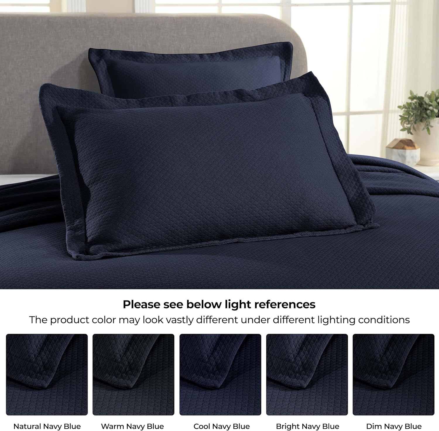 Superior Solitaire Cotton Bedspread Set Twin Navy Blue