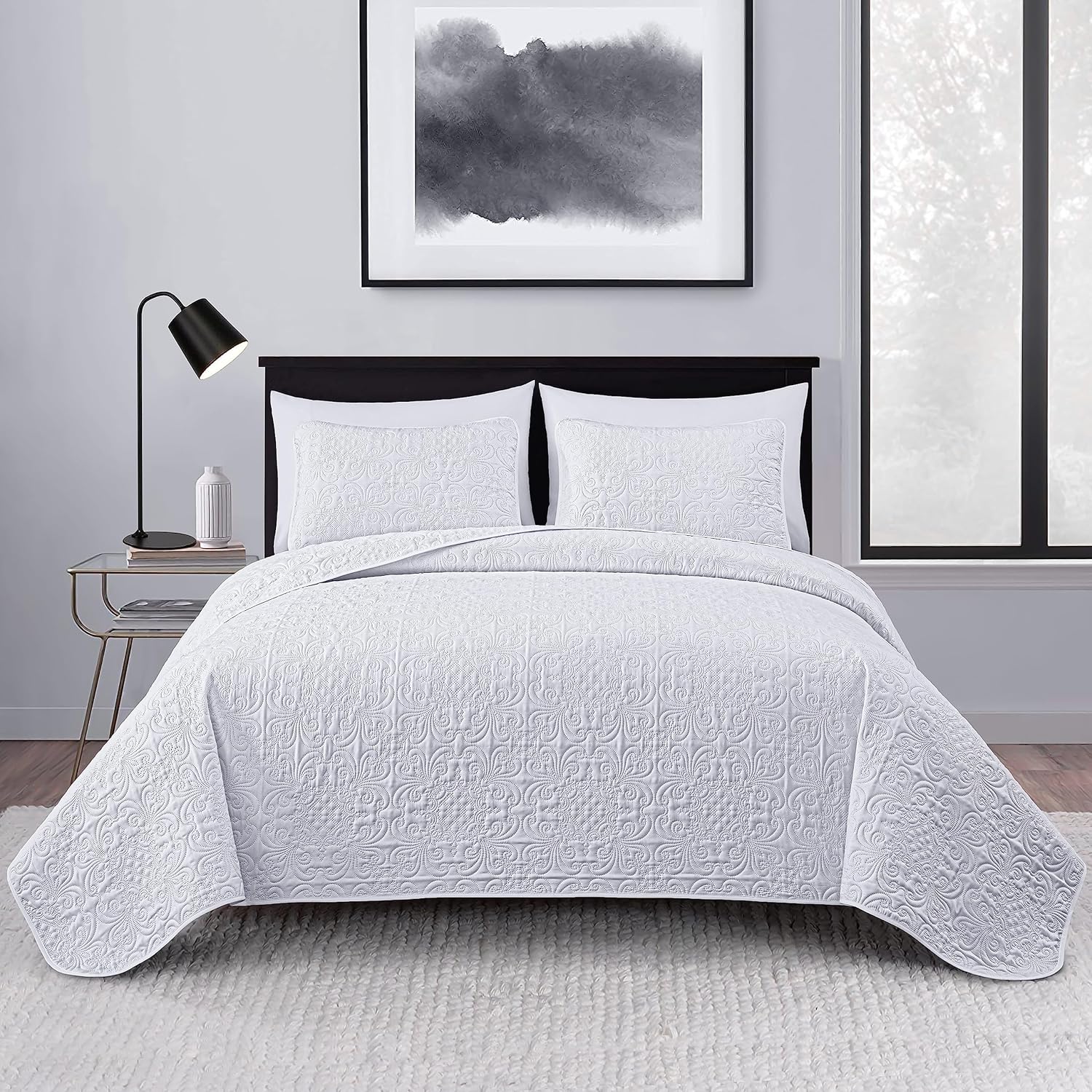 Chezmoi Luca 3-Piece Bedspread Set King Size White