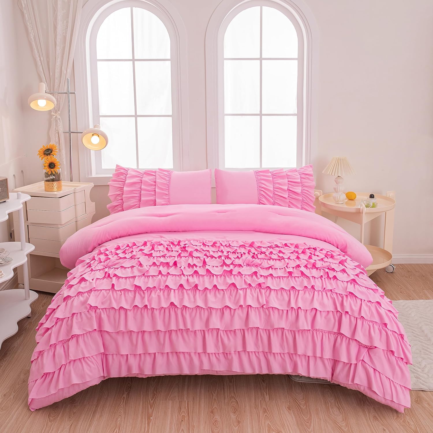 MWMWMW Pink Princess Comforter Set for Girls