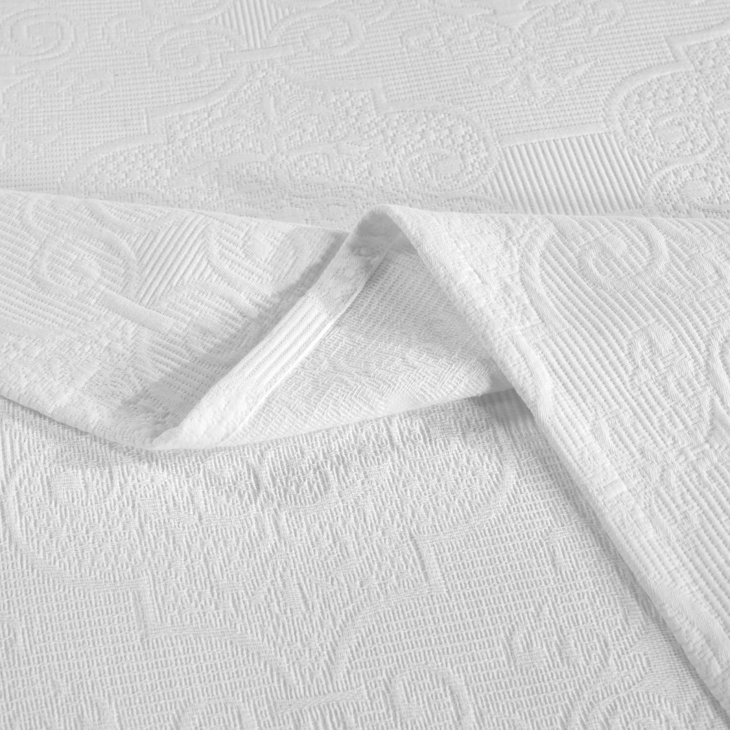 Superior Cotton Bedspread Set 3-Piece Full White